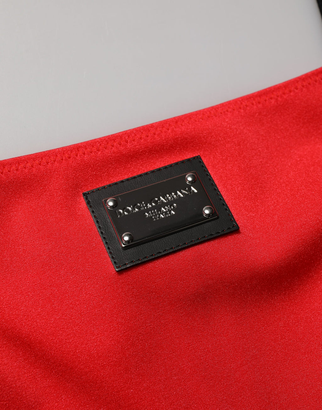 Mini-robe sans manches en cady mélangé de nylon rouge Dolce & Gabbana