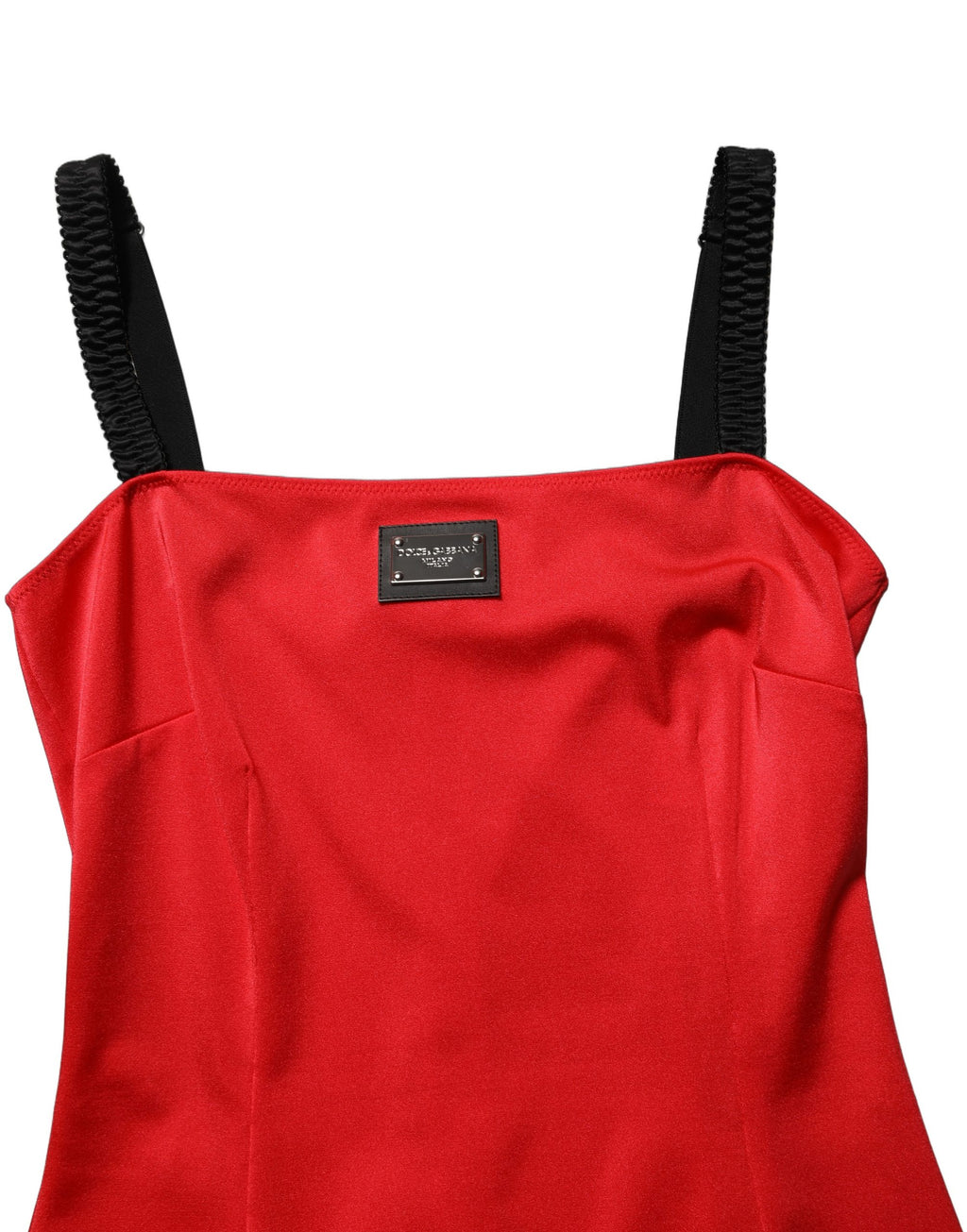Mini-robe sans manches en cady mélangé de nylon rouge Dolce & Gabbana