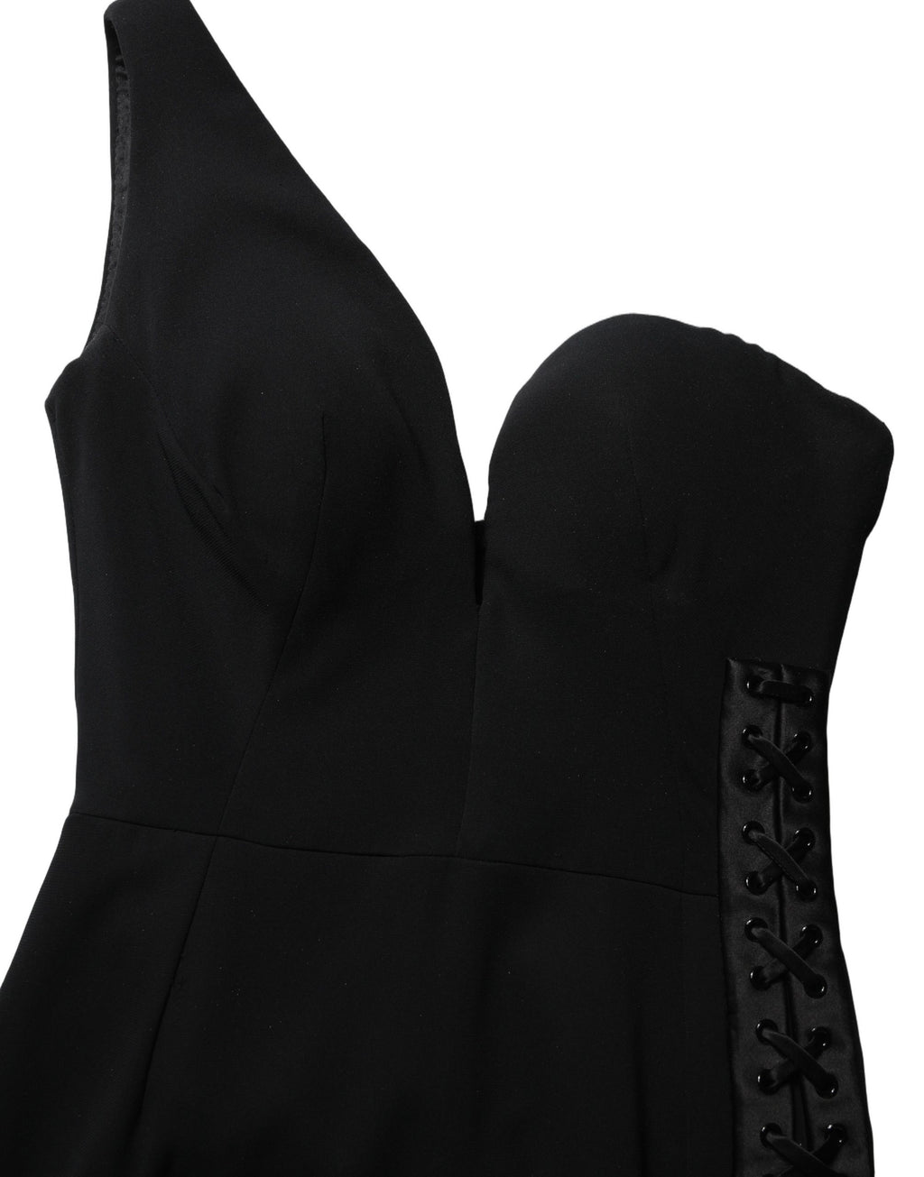 Robe longue Dolce & Gabbana noire à encolure asymétrique et une épaule dénudée