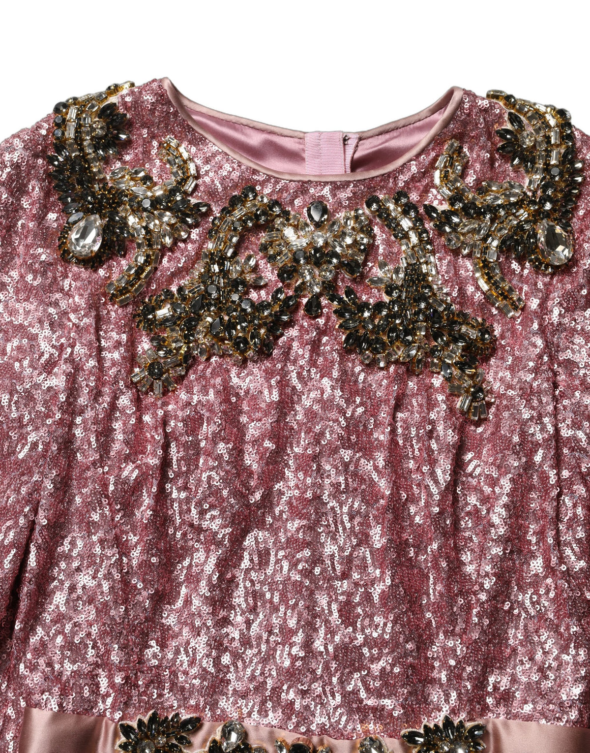 Dolce & Gabbana Rosa besticktes Pailletten-Abendkleid