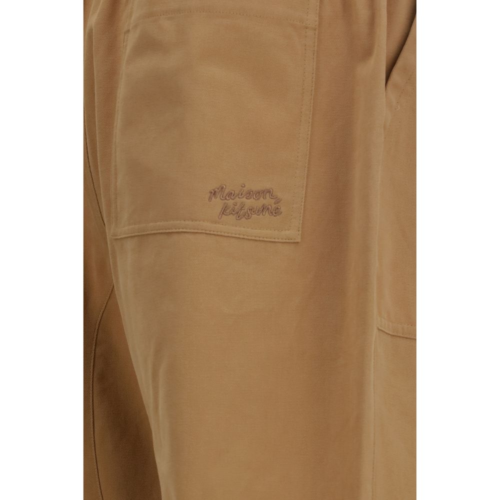 Maison Kitsuné Beige Cotton Casual Pants