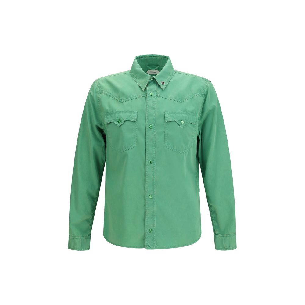 Chemise à manches courtes en coton bicolore Versace