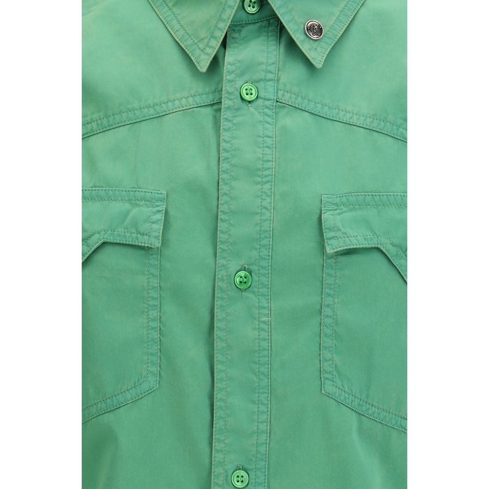 Chemise à manches courtes en coton bicolore Versace