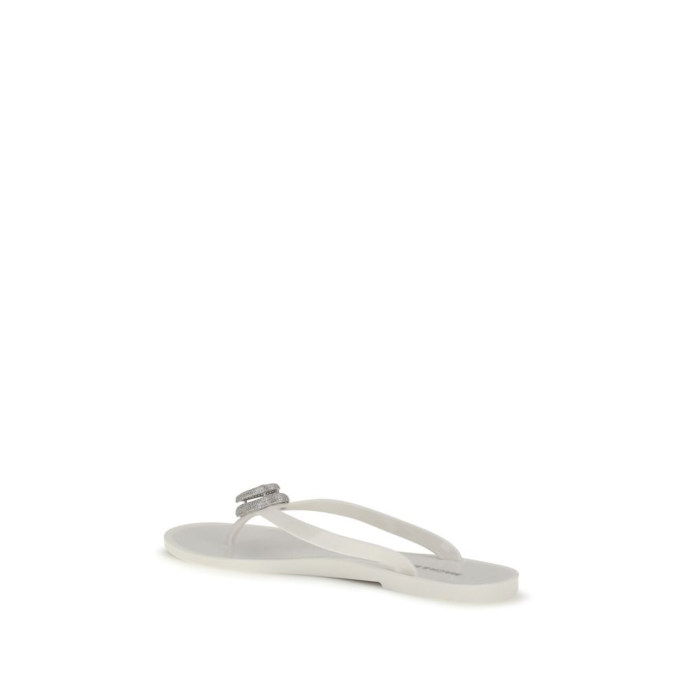 MACH & MACH White Rubber Flat Sandals