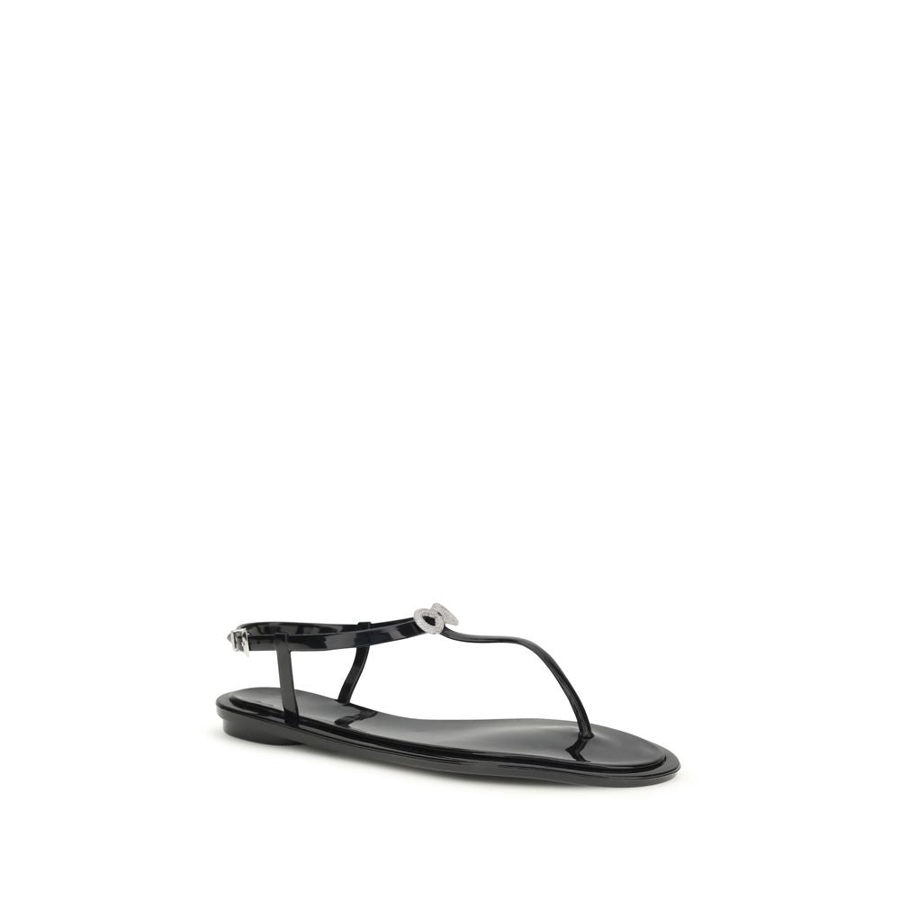 MACH & MACH Black Rubber Flat Sandals