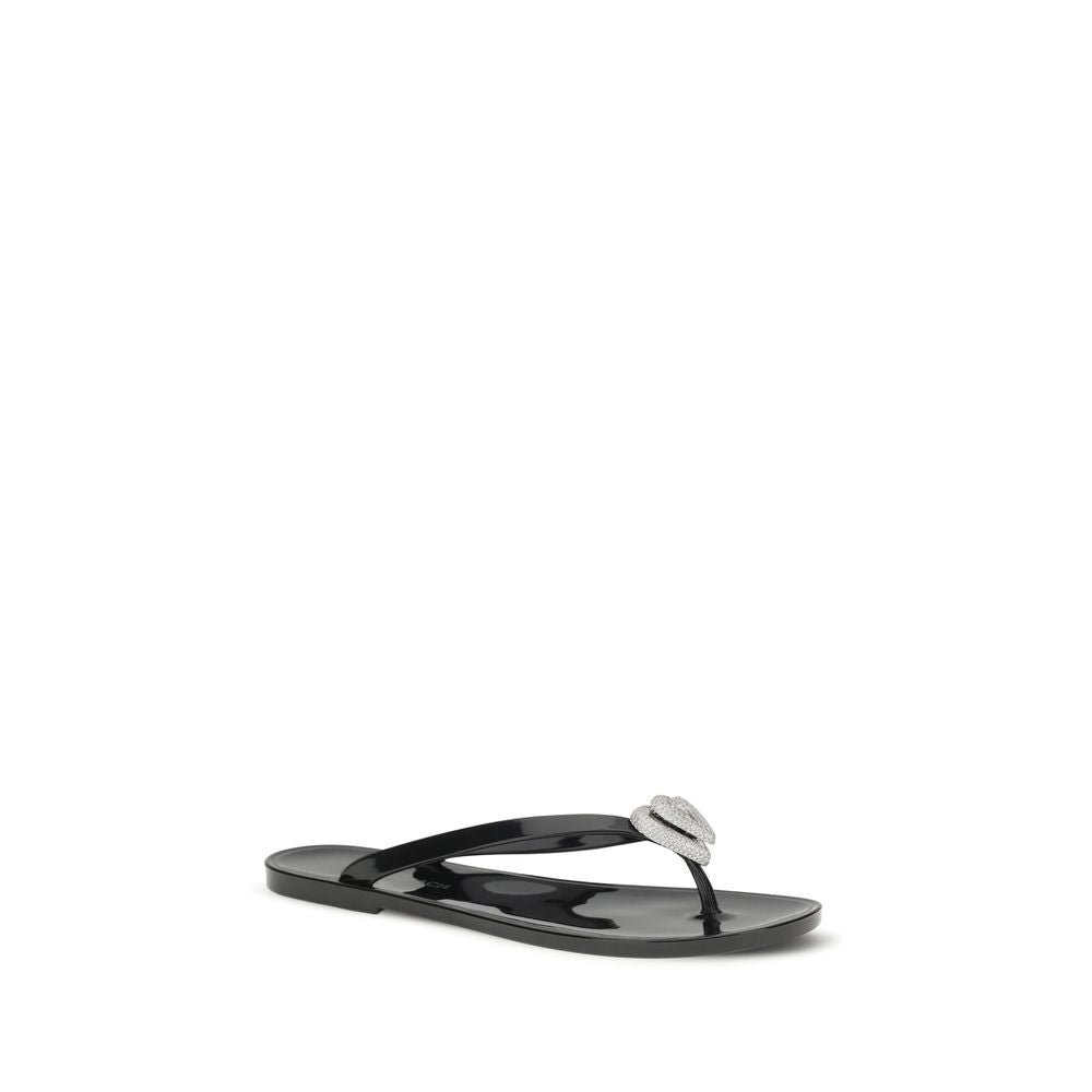 MACH & MACH Black Rubber Flat Sandals