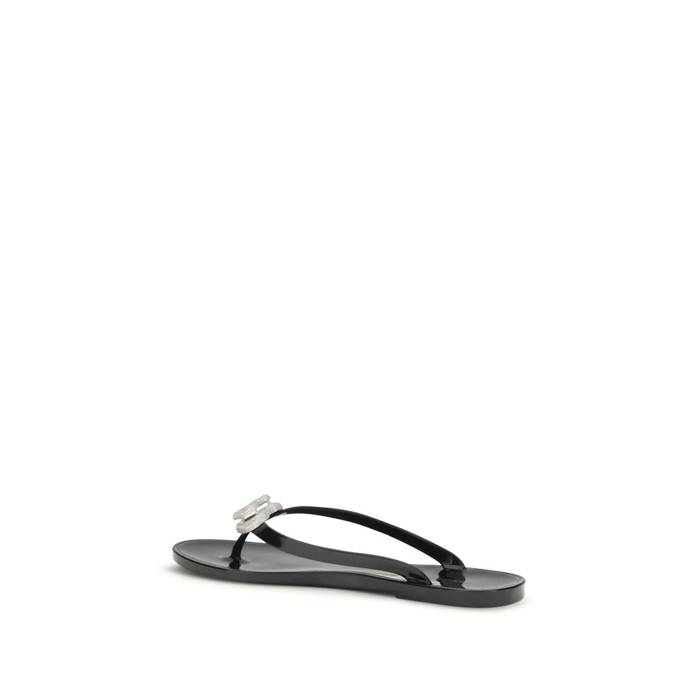 MACH & MACH Black Rubber Flat Sandals