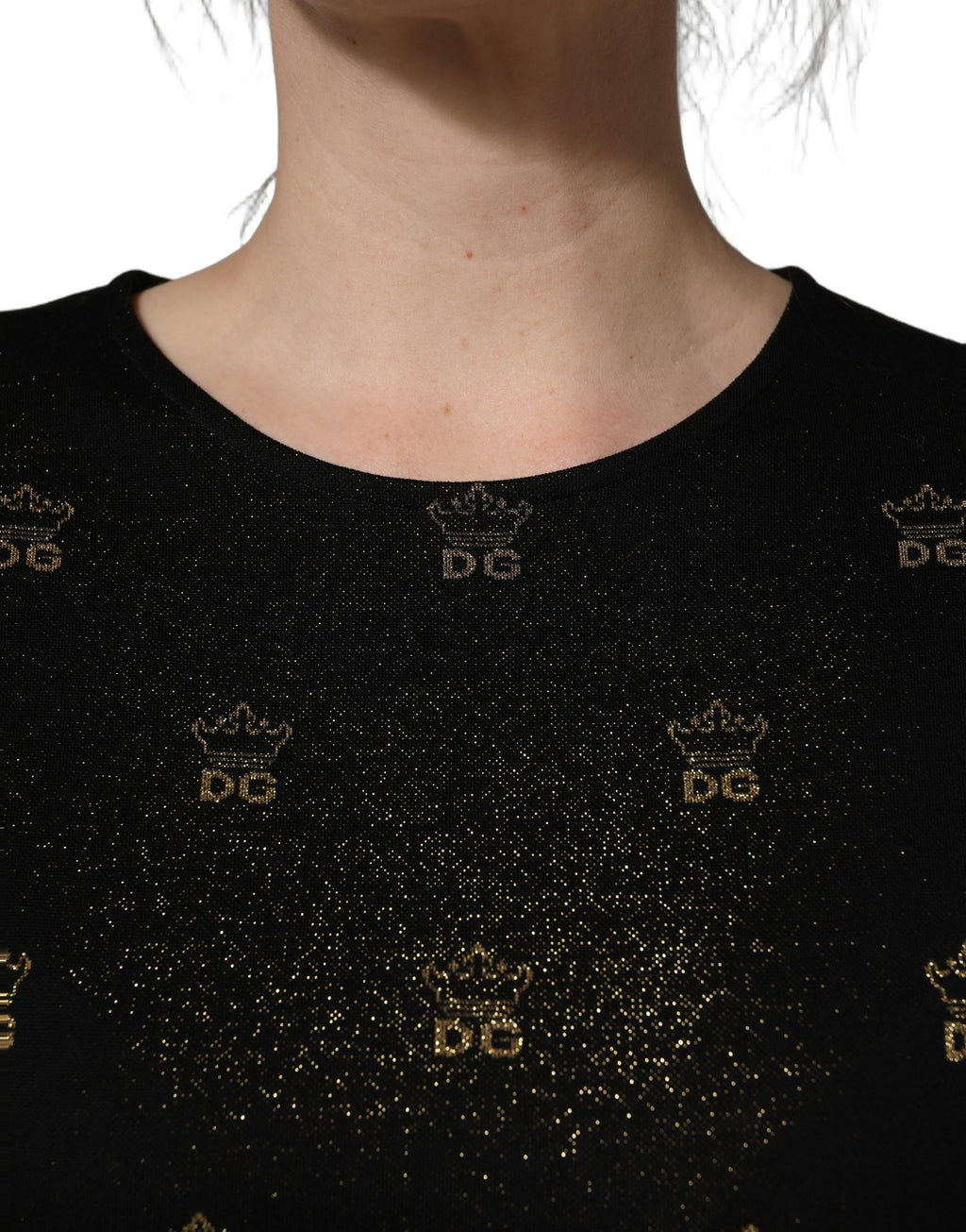 Robe fourreau noire Dolce & Gabbana DG Crown à manches courtes