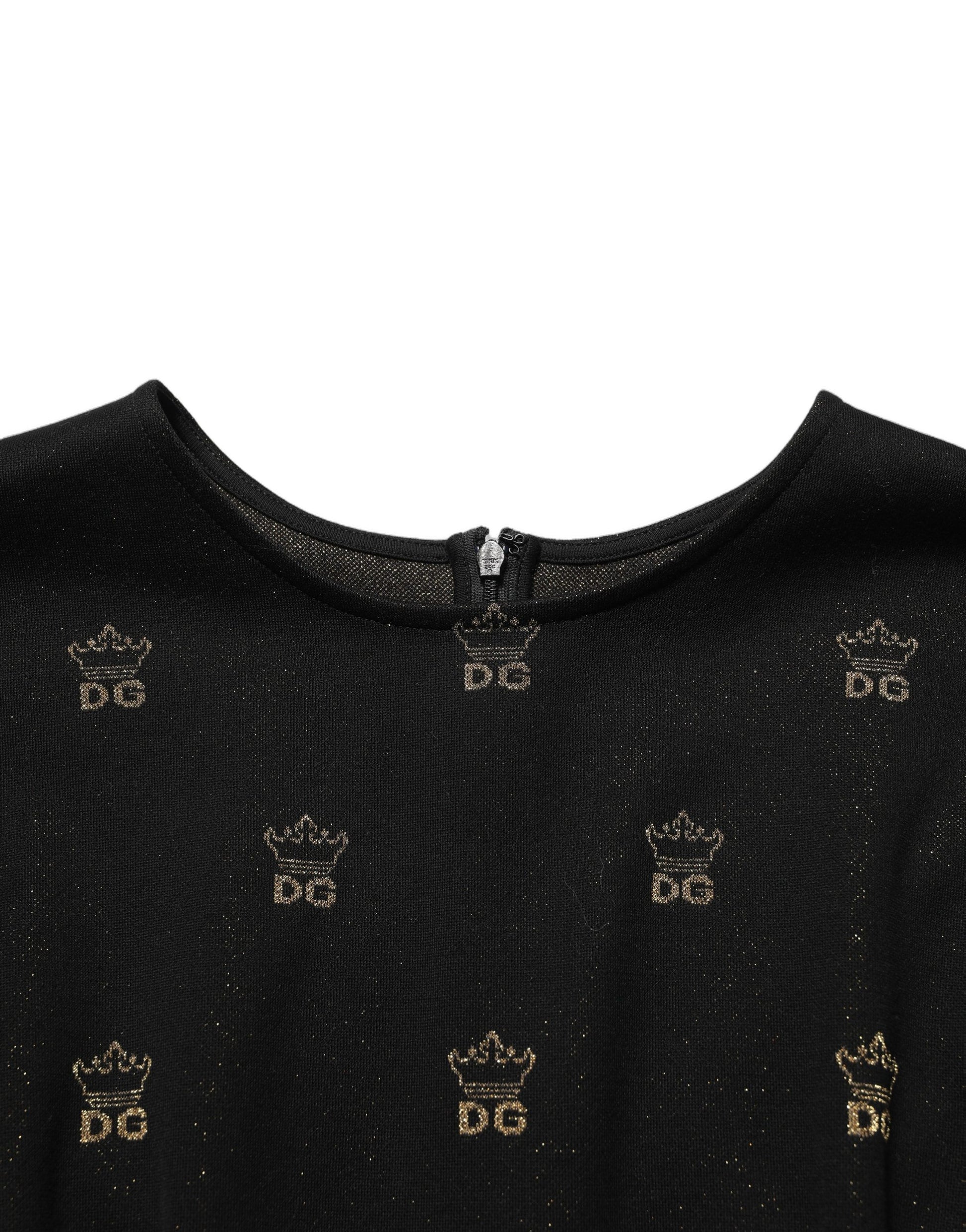 Robe fourreau noire Dolce & Gabbana DG Crown à manches courtes