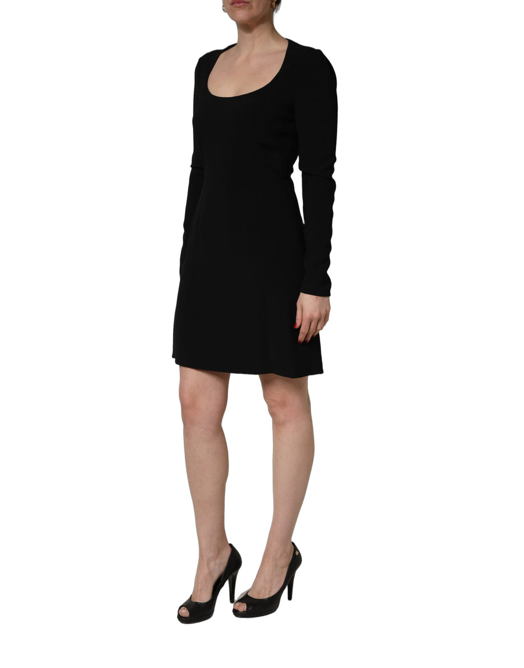 Robe mini Roberto Cavalli noire à manches longues et col dégagé