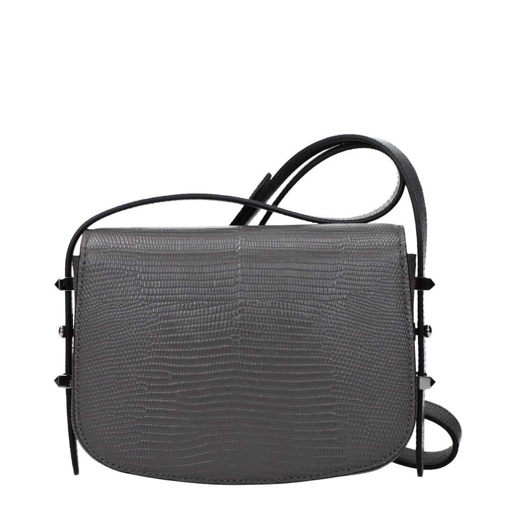Jimmy Choo Gray Leather Shoulder Bag