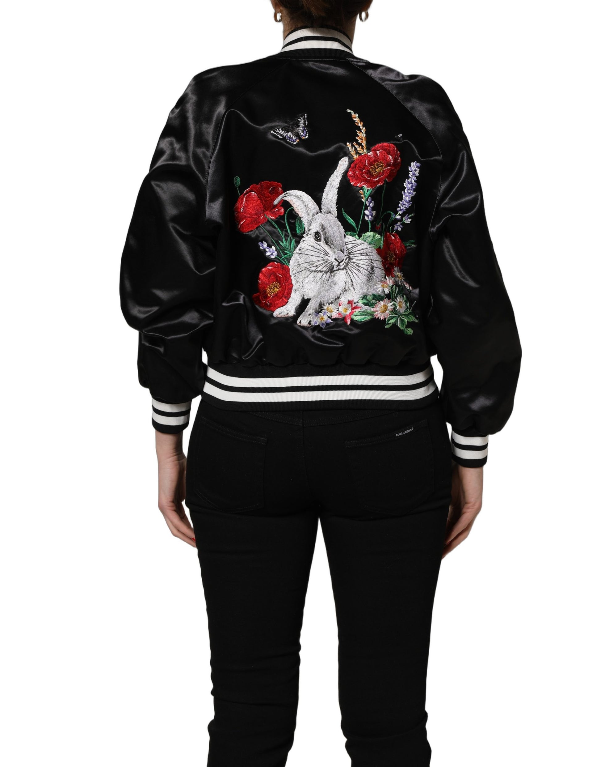 Dolce & Gabbana Black Bomber for Women side view