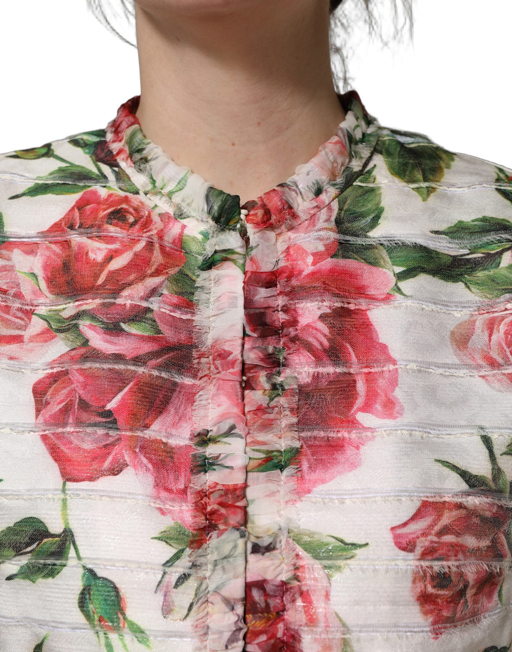 Manteau-Veste en Polyester Imprimé Pivoines Multicolore Dolce & Gabbana