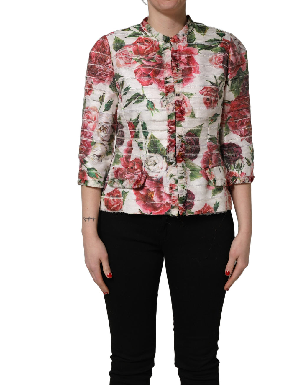 Manteau-Veste en Polyester Imprimé Pivoines Multicolore Dolce & Gabbana