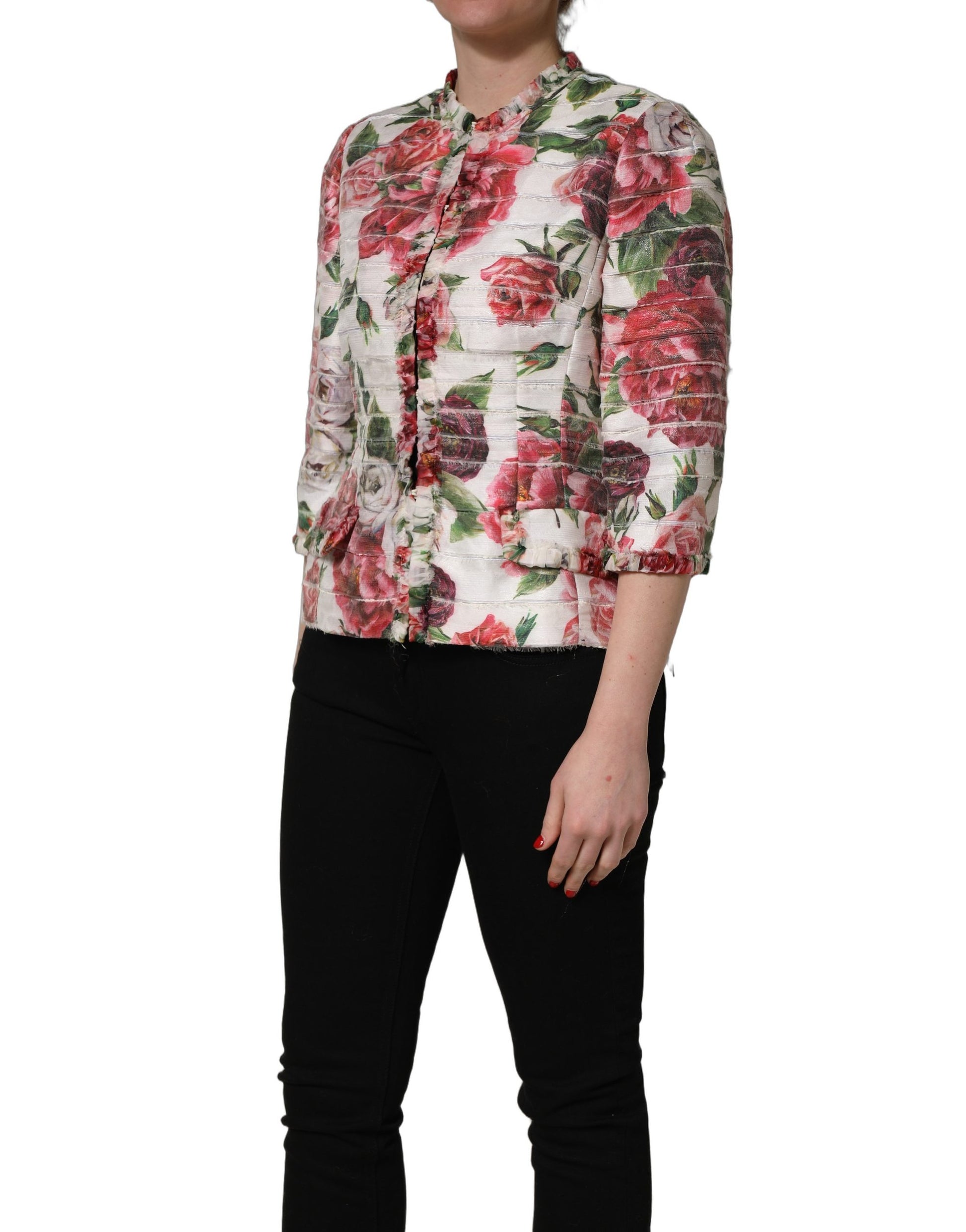 Manteau-Veste en Polyester Imprimé Pivoines Multicolore Dolce & Gabbana