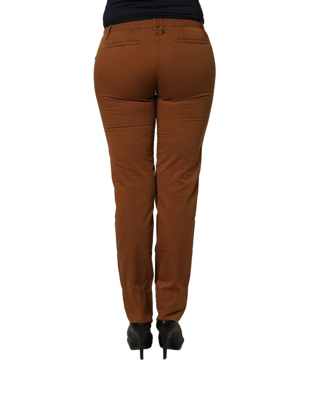 Pantalon Chino Skinny Taille Basse en Coton Marron PLEIN SUD