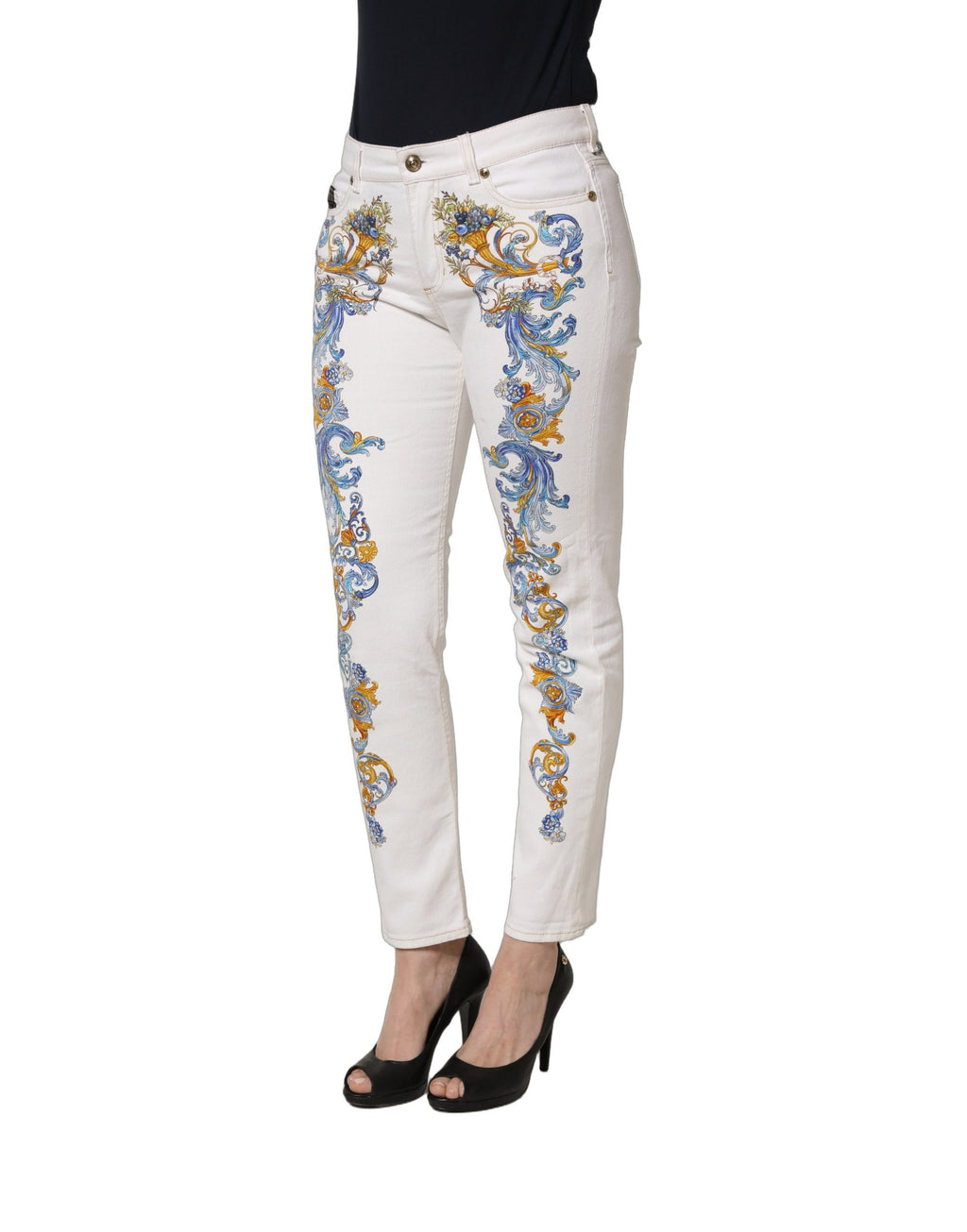 Versace Jeans Couture White Skinny Jeans for Women detail view