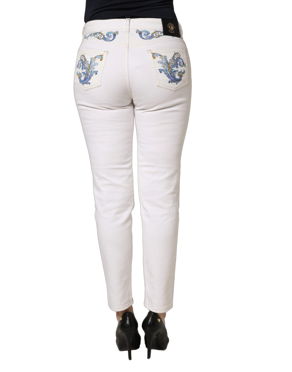 Versace Jeans Couture White Skinny Jeans for Women side view