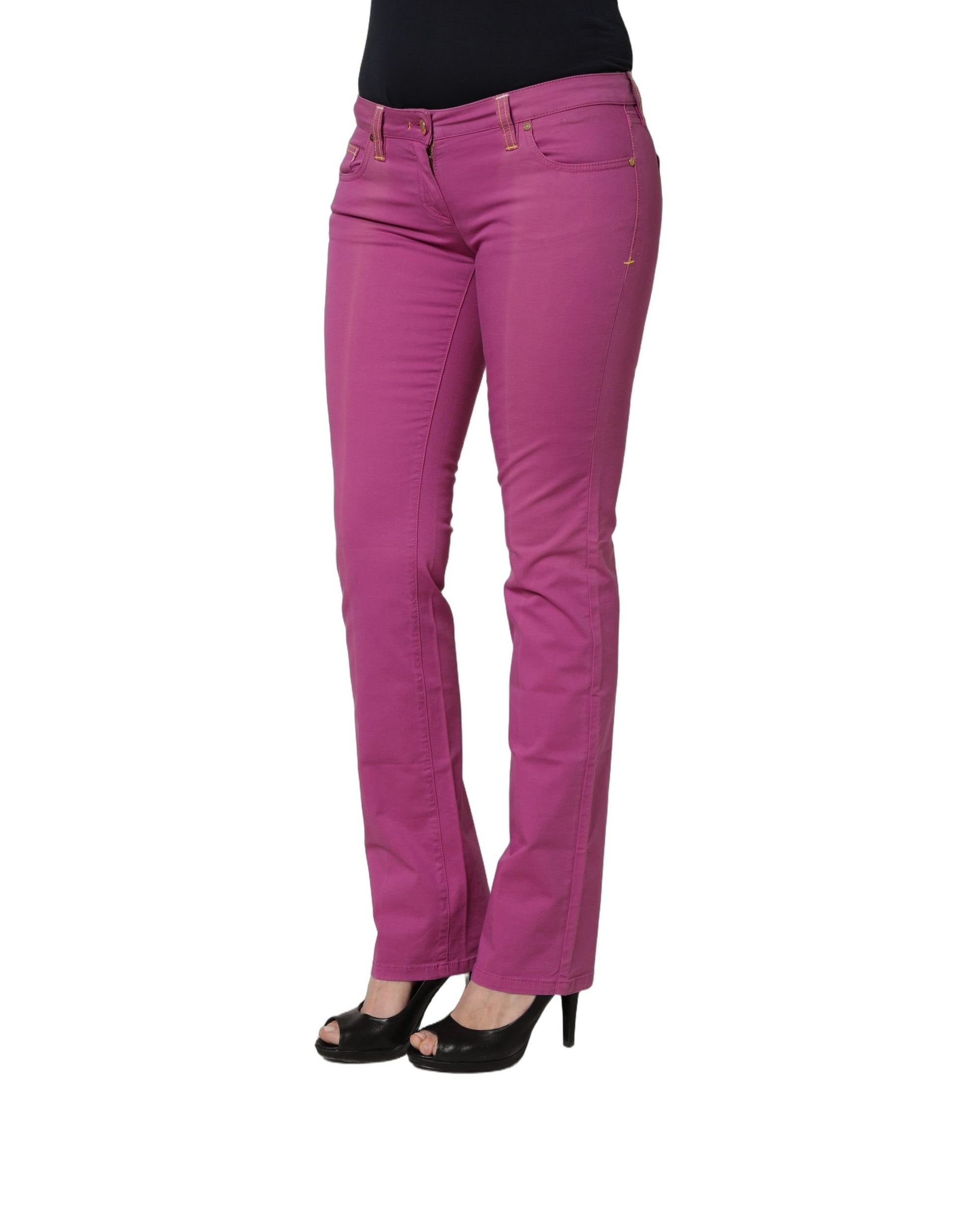 Alviero Martini Prima Classe Purple Cotton Slim Fit Denim Trouser Jeans