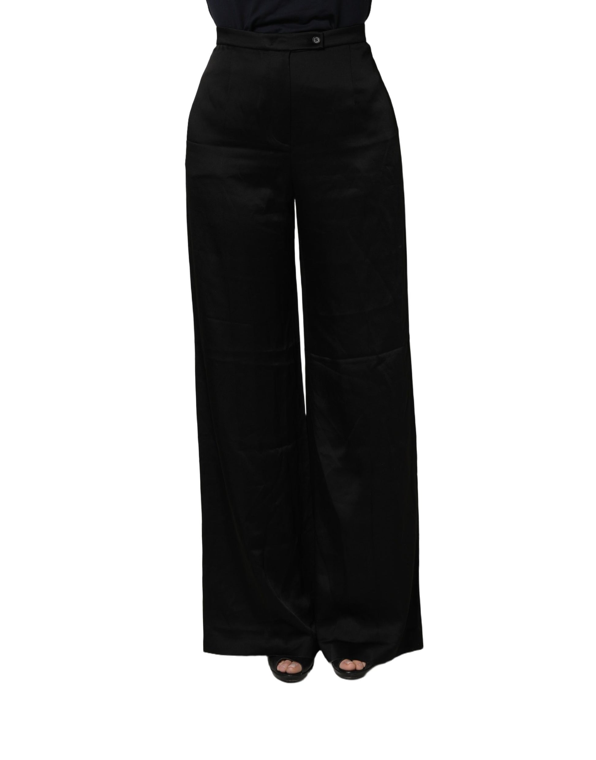 Alberta Ferretti Black HighWaist WideLeg Women Trouser Pants