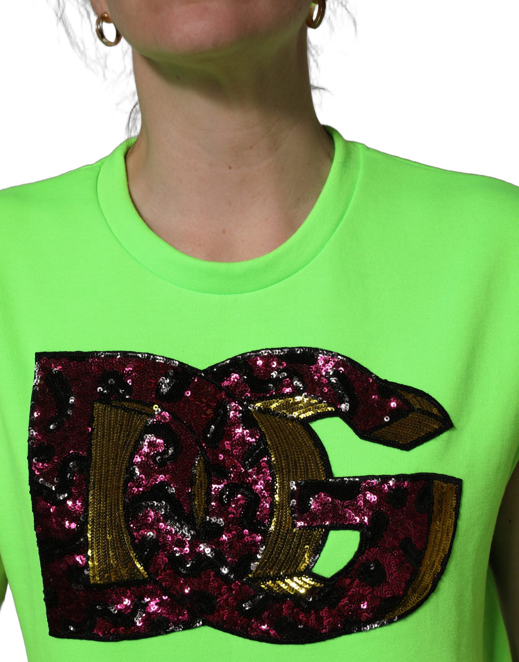 Débardeur en jersey Dolce & Gabbana vert fluo à sequins DG