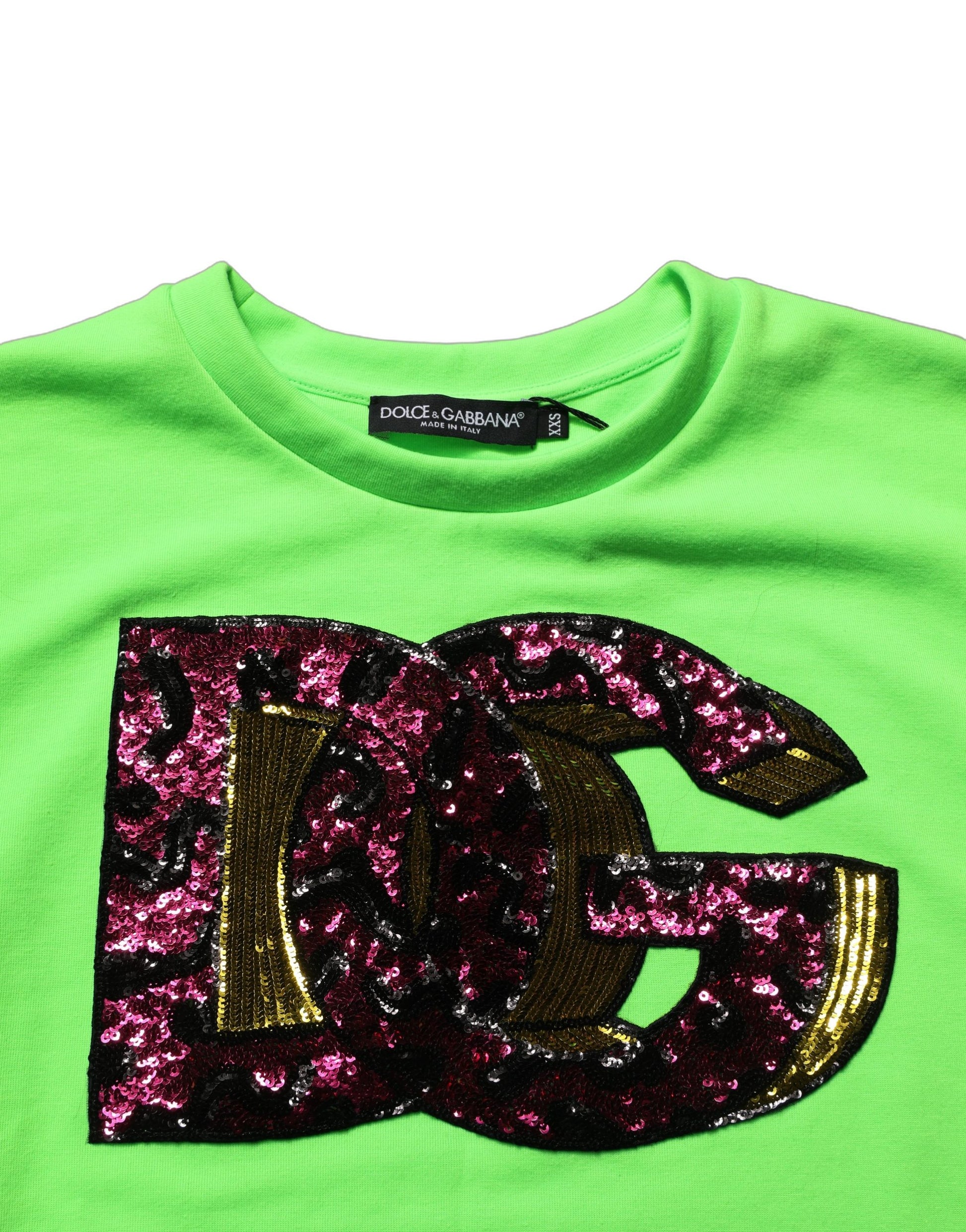 Débardeur en jersey Dolce & Gabbana vert fluo à sequins DG