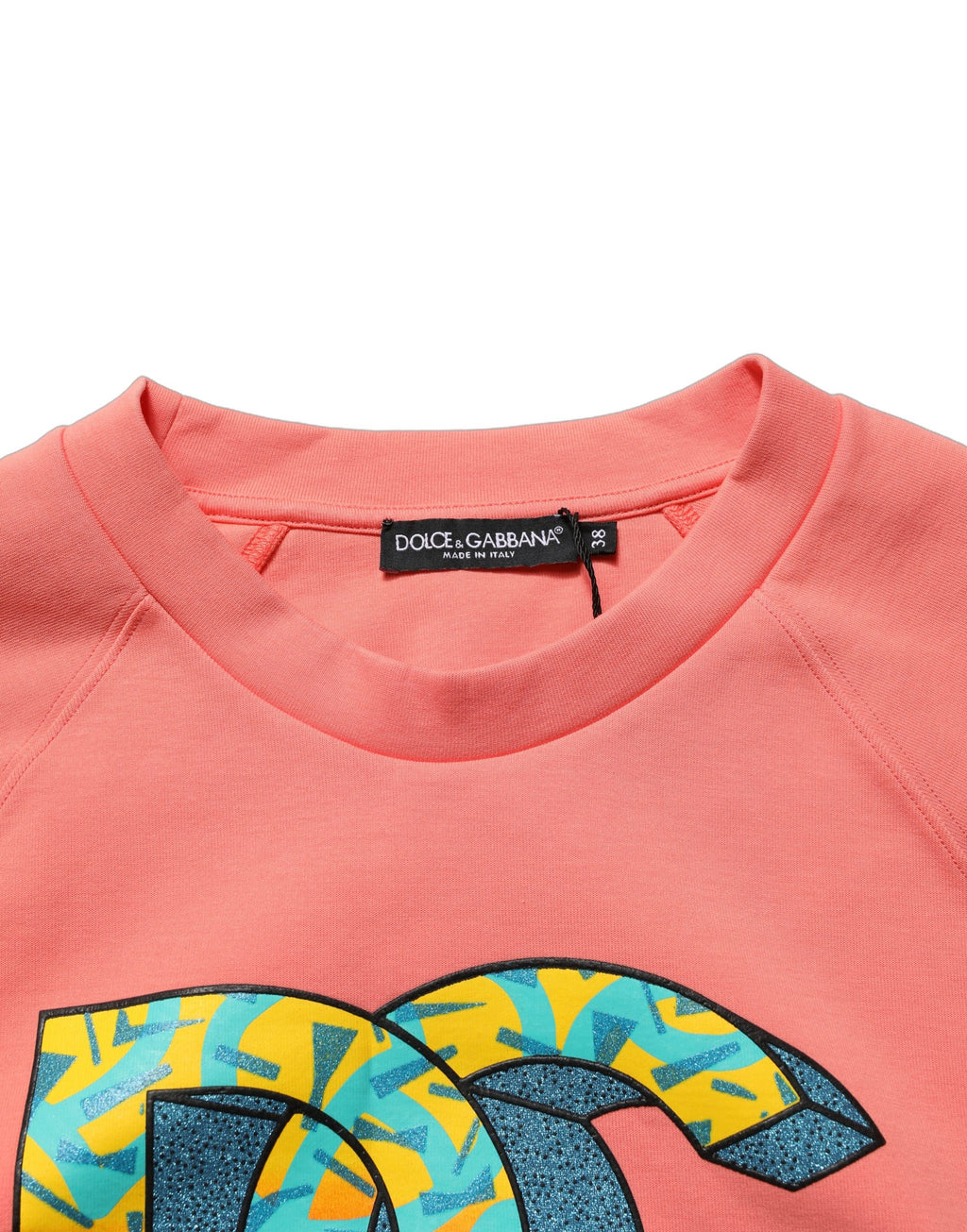 Sweat-shirt court à col rond rose imprimé Dolce & Gabbana