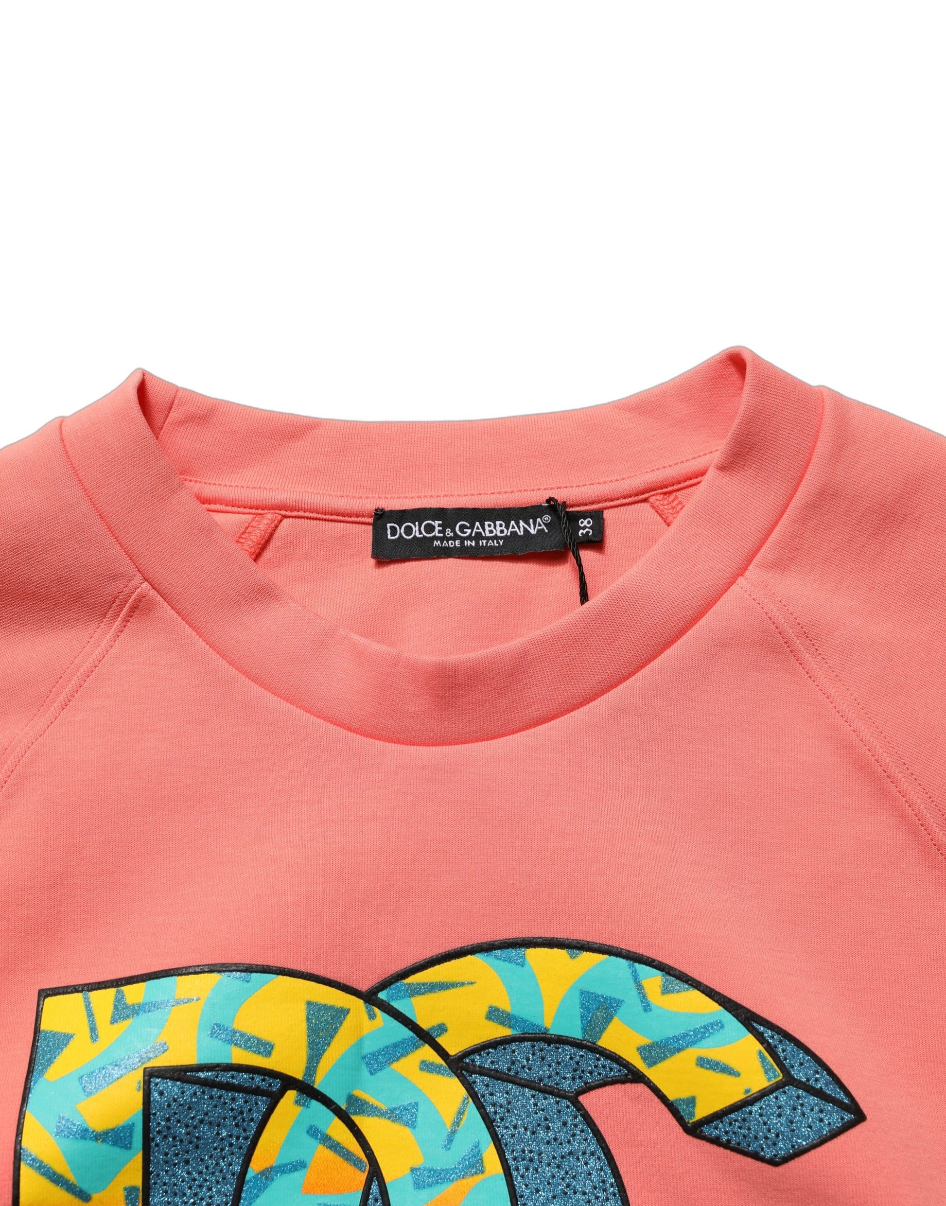 Sweat-shirt court à col rond rose imprimé Dolce & Gabbana