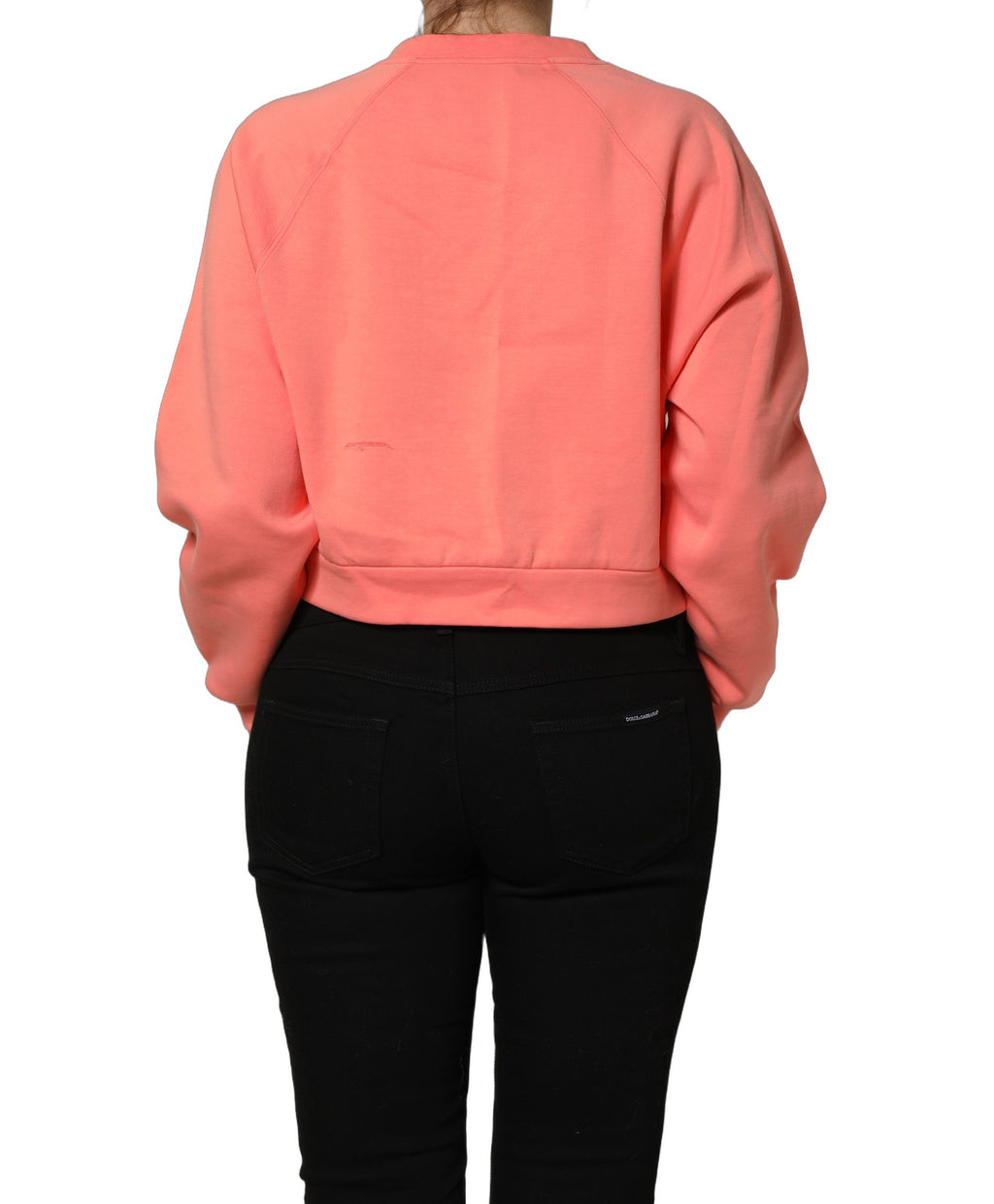Sweat-shirt court à col rond rose imprimé Dolce & Gabbana