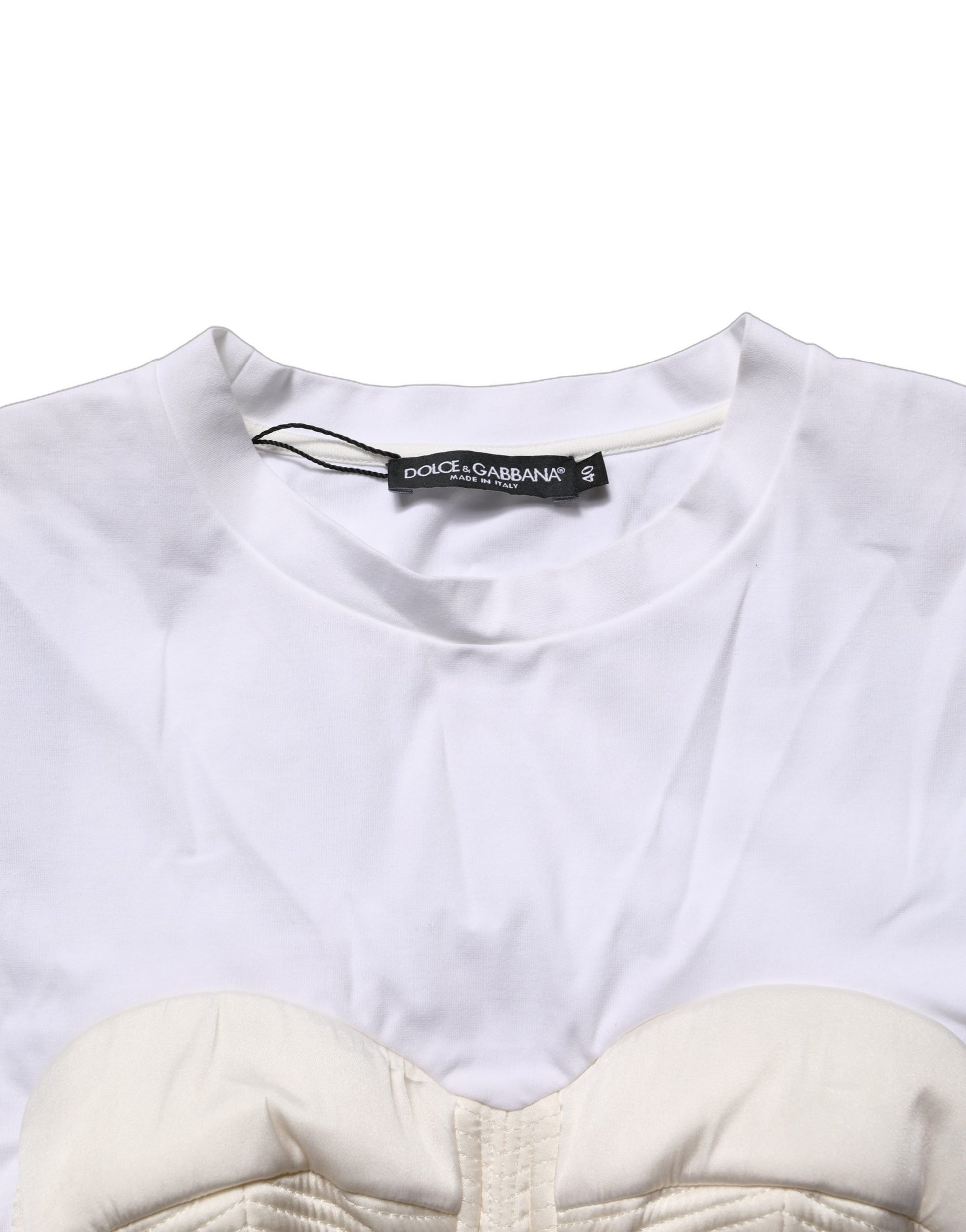 Dolce & Gabbana Haut court à col ras du cou, manches courtes et bustier blanc