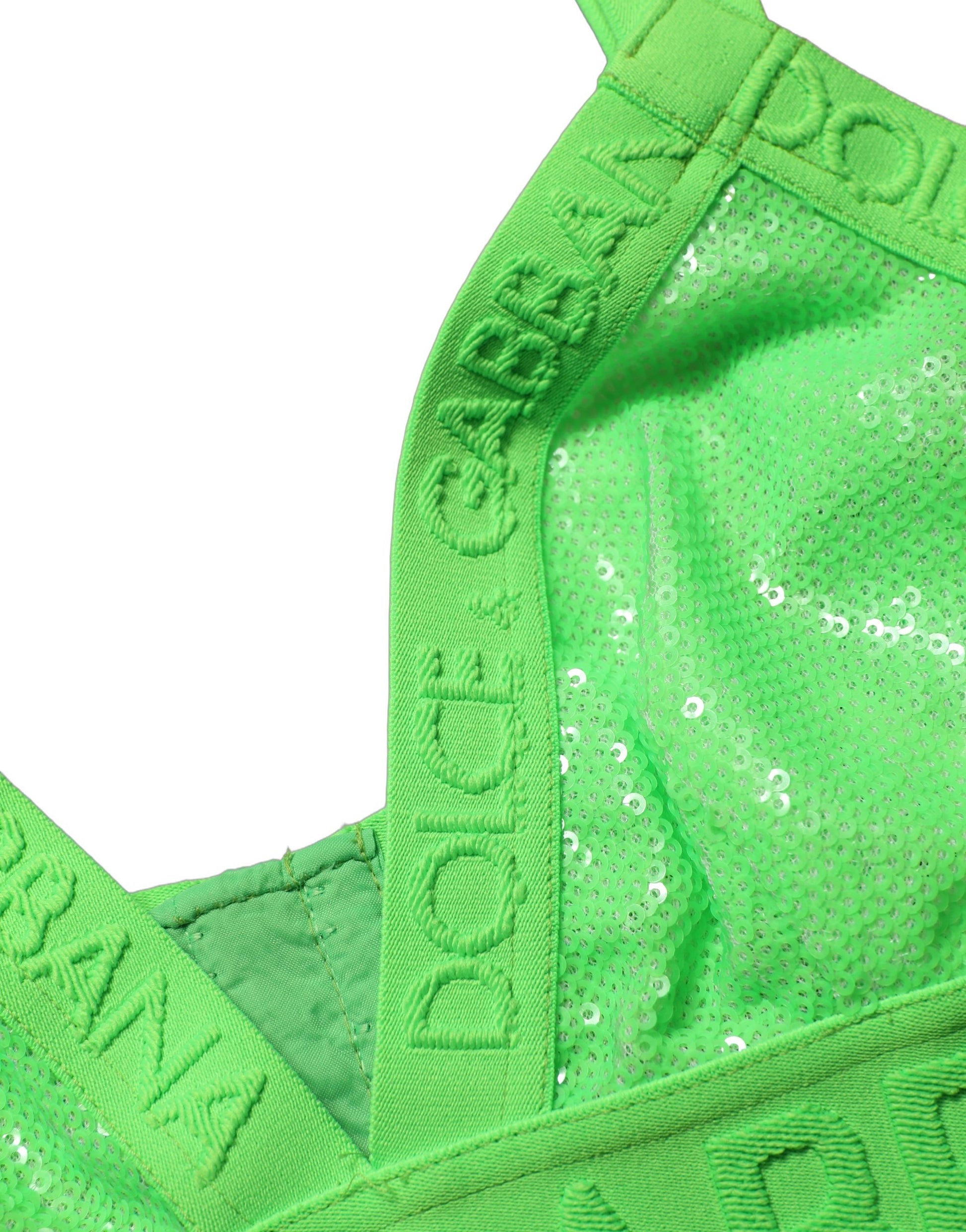 Soutien-gorge court à bonnets souples et logo Dolce & Gabbana vert fluo