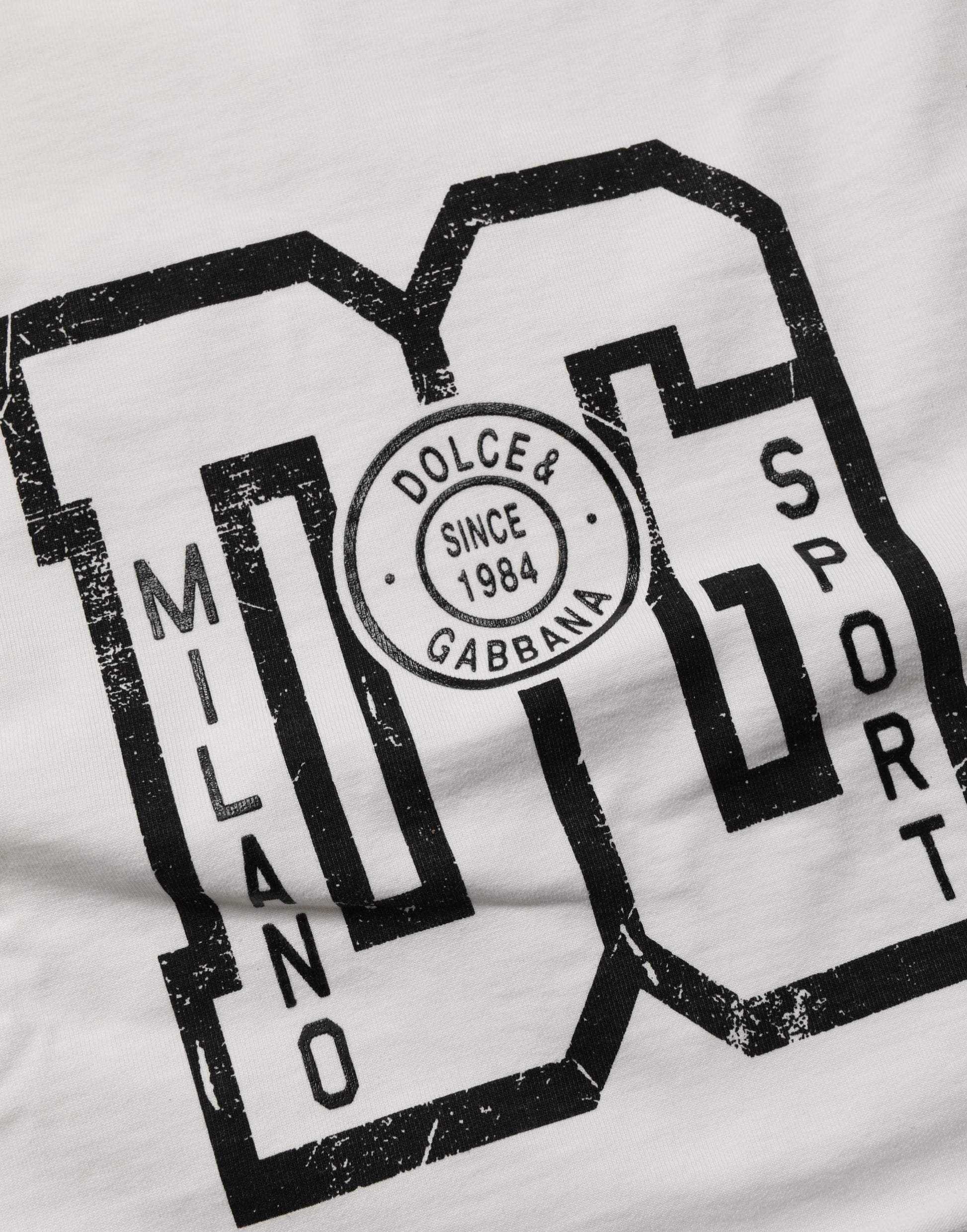 Haut court en jersey de coton blanc à imprimé logo DG Dolce & Gabbana