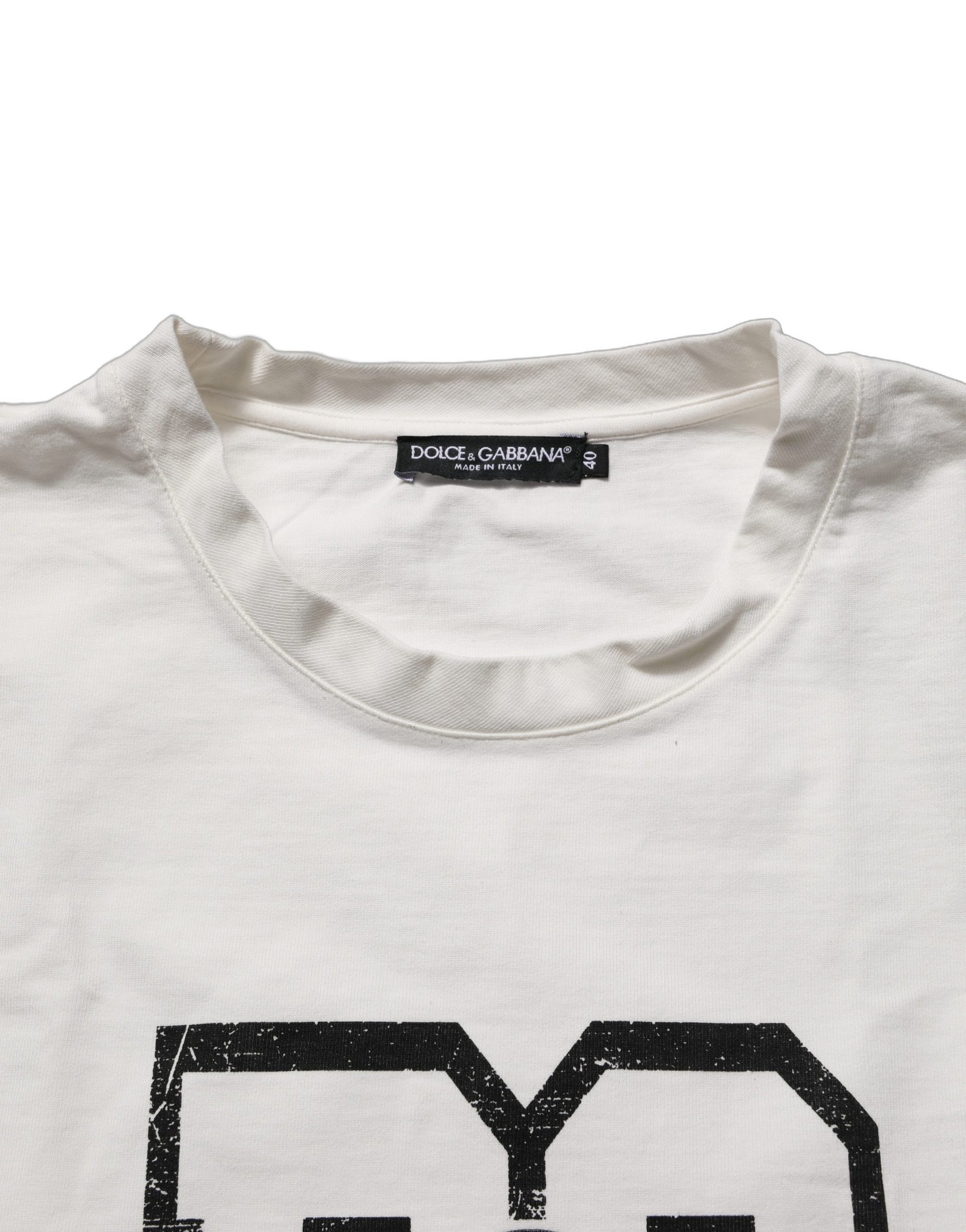 Haut court en jersey de coton blanc à imprimé logo DG Dolce & Gabbana
