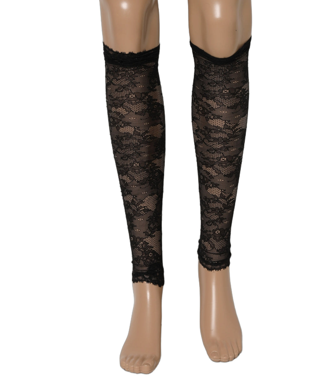 Mi-bas Dolce & Gabbana en dentelle florale noire stretch en nylon