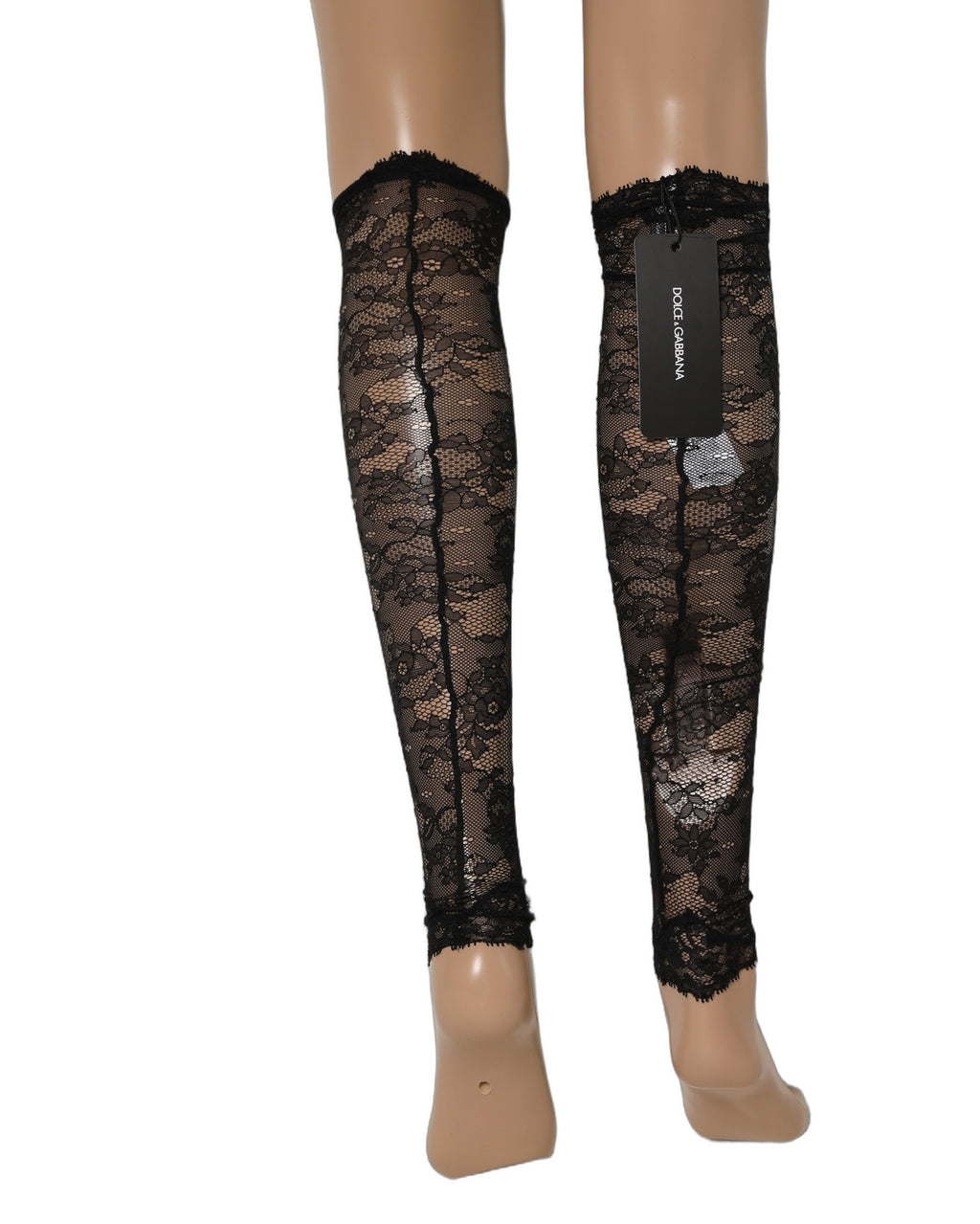 Mi-bas Dolce & Gabbana en dentelle florale noire stretch en nylon