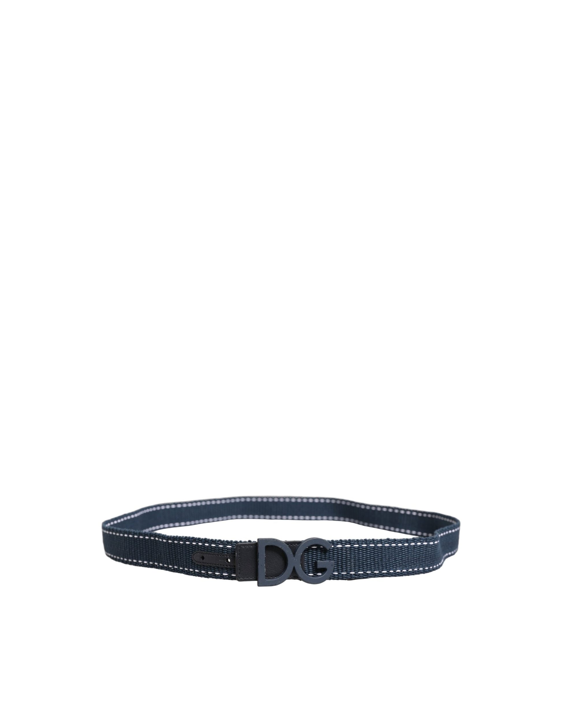 Dolce & Gabbana Blue Cotton Canvas DG Logo Metal Buckle Belt