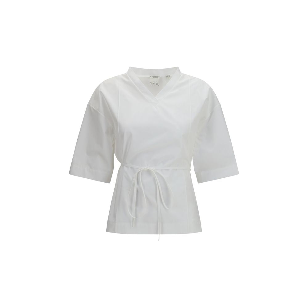 Chemise à manches courtes en coton blanc Calvin Klein