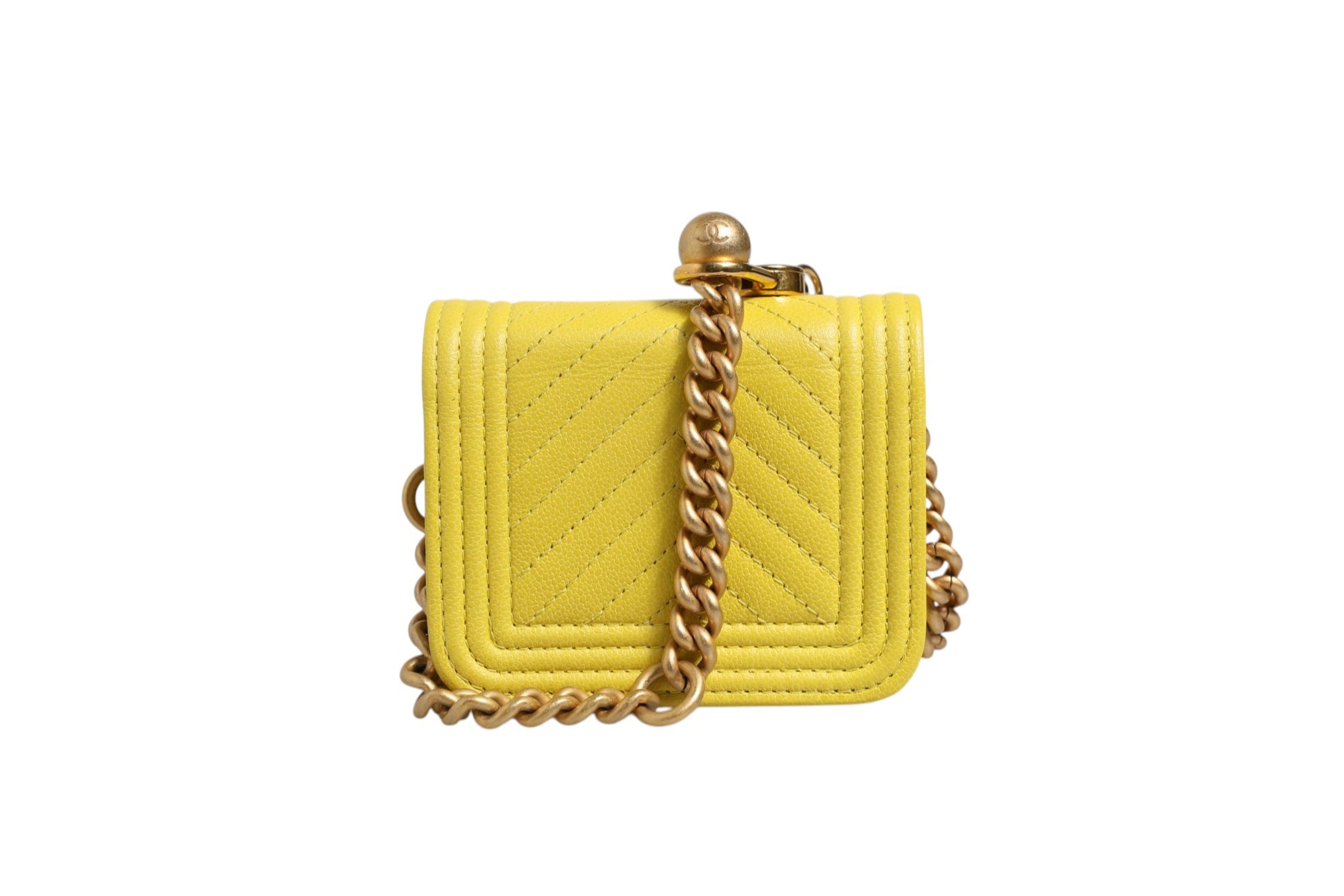 Sac bandoulière Chanel en cuir jaune
