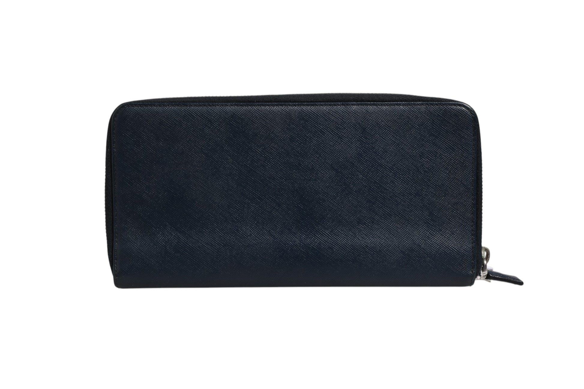 Portefeuille zippé Prada Navy Oliver en cuir gaufré