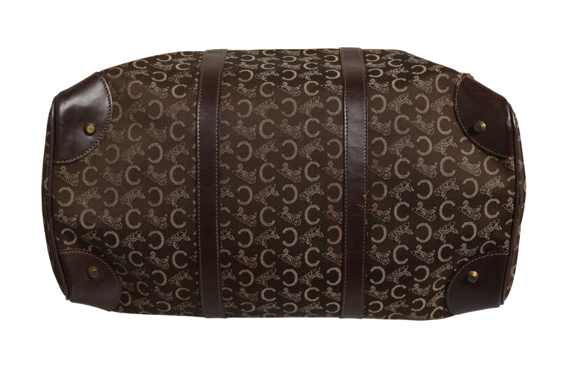 Sac polochon Céline marron foncé et logo doré