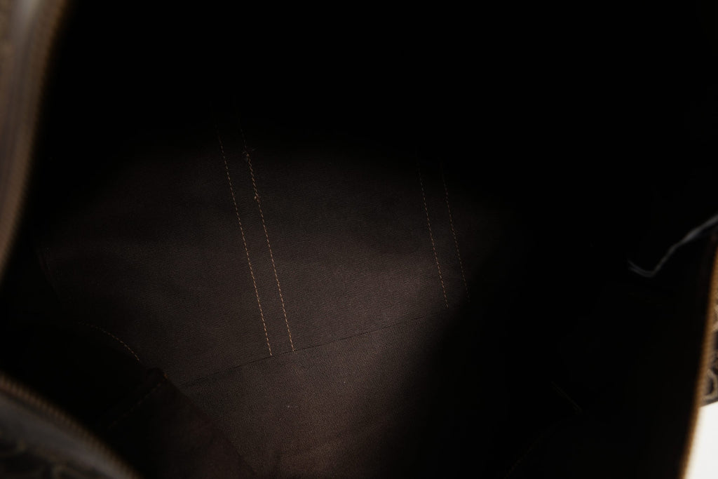Sac polochon Céline marron foncé et logo doré