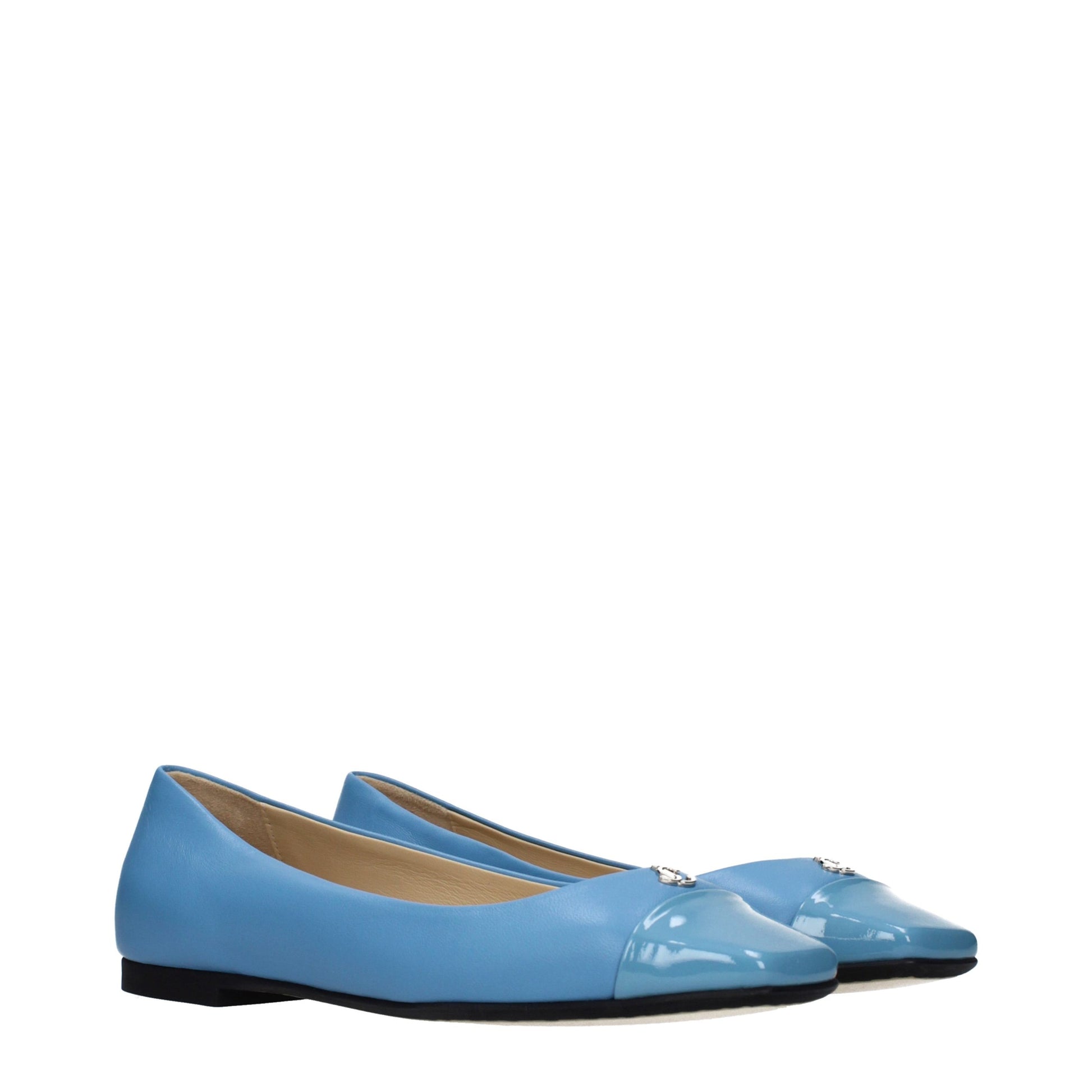 Jimmy Choo Light Blue Leather Ballet Flats