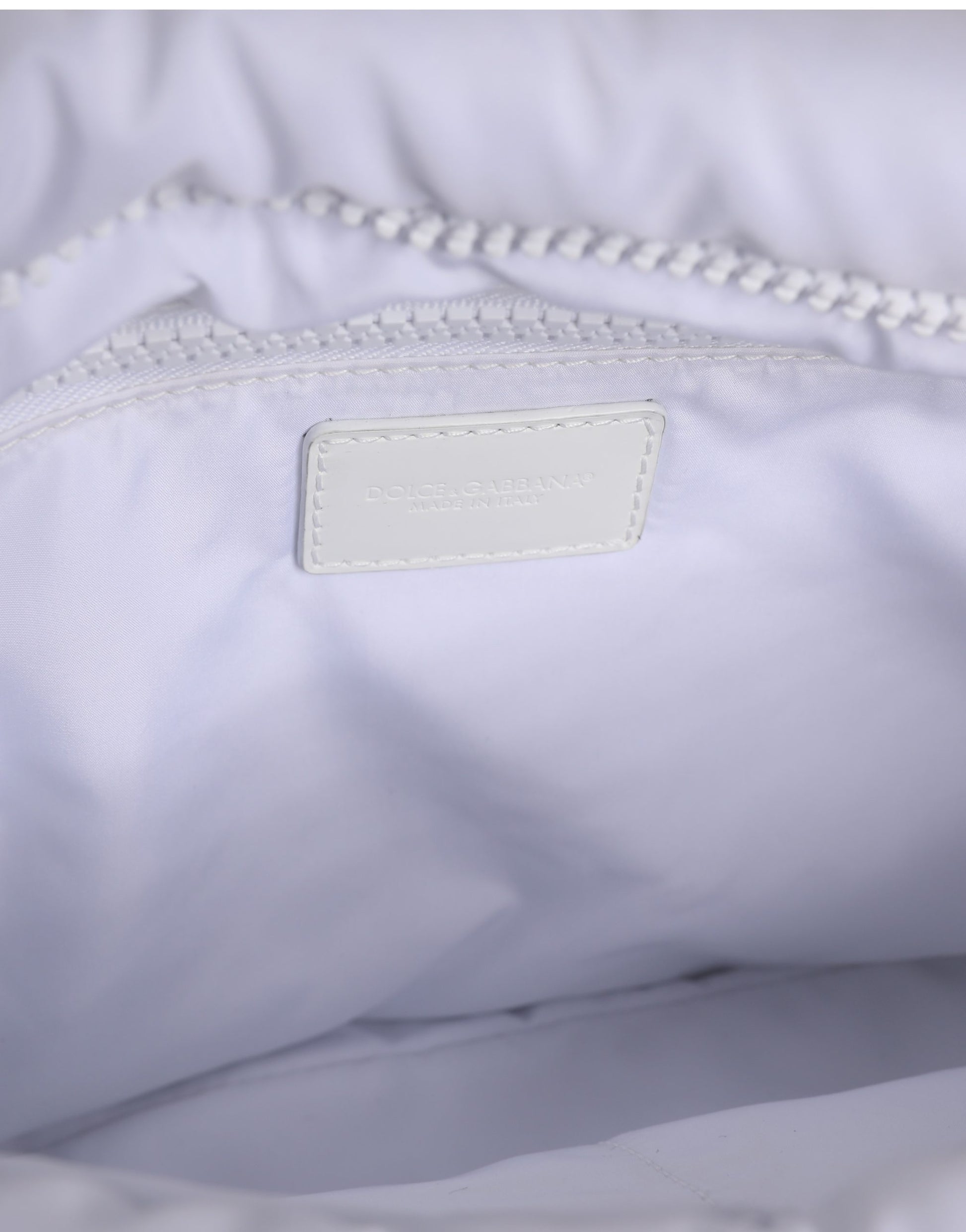 Dolce & Gabbana White Logo Plaque Polyester Quilted Shoulder Borse Bag