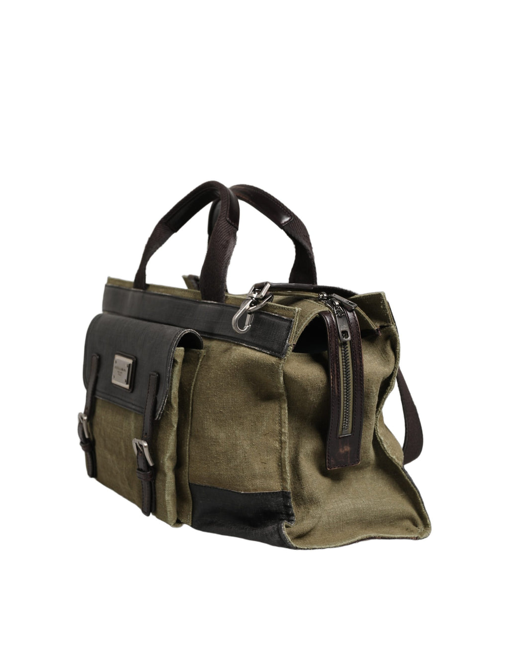 Dolce & Gabbana Sac de sport/épaule bi-matière vert militaire