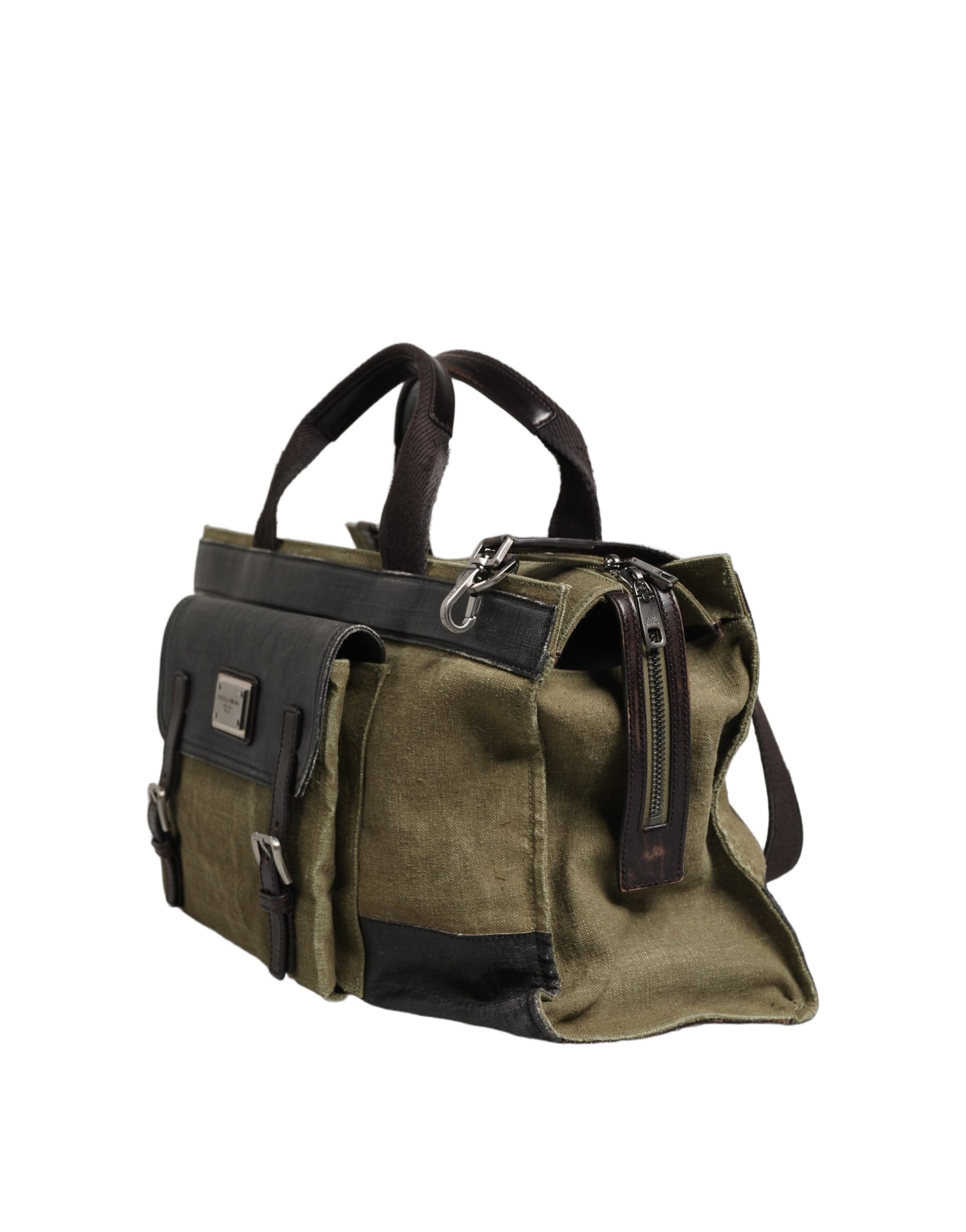 Dolce & Gabbana Sac de sport/épaule bi-matière vert militaire