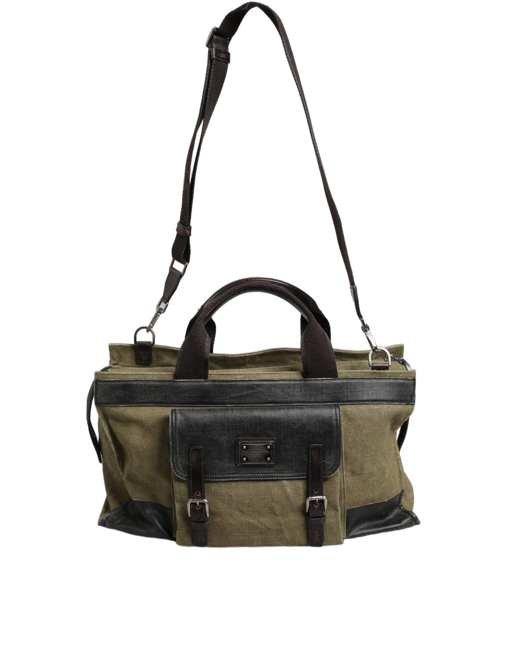 Dolce & Gabbana Sac de sport/épaule bi-matière vert militaire