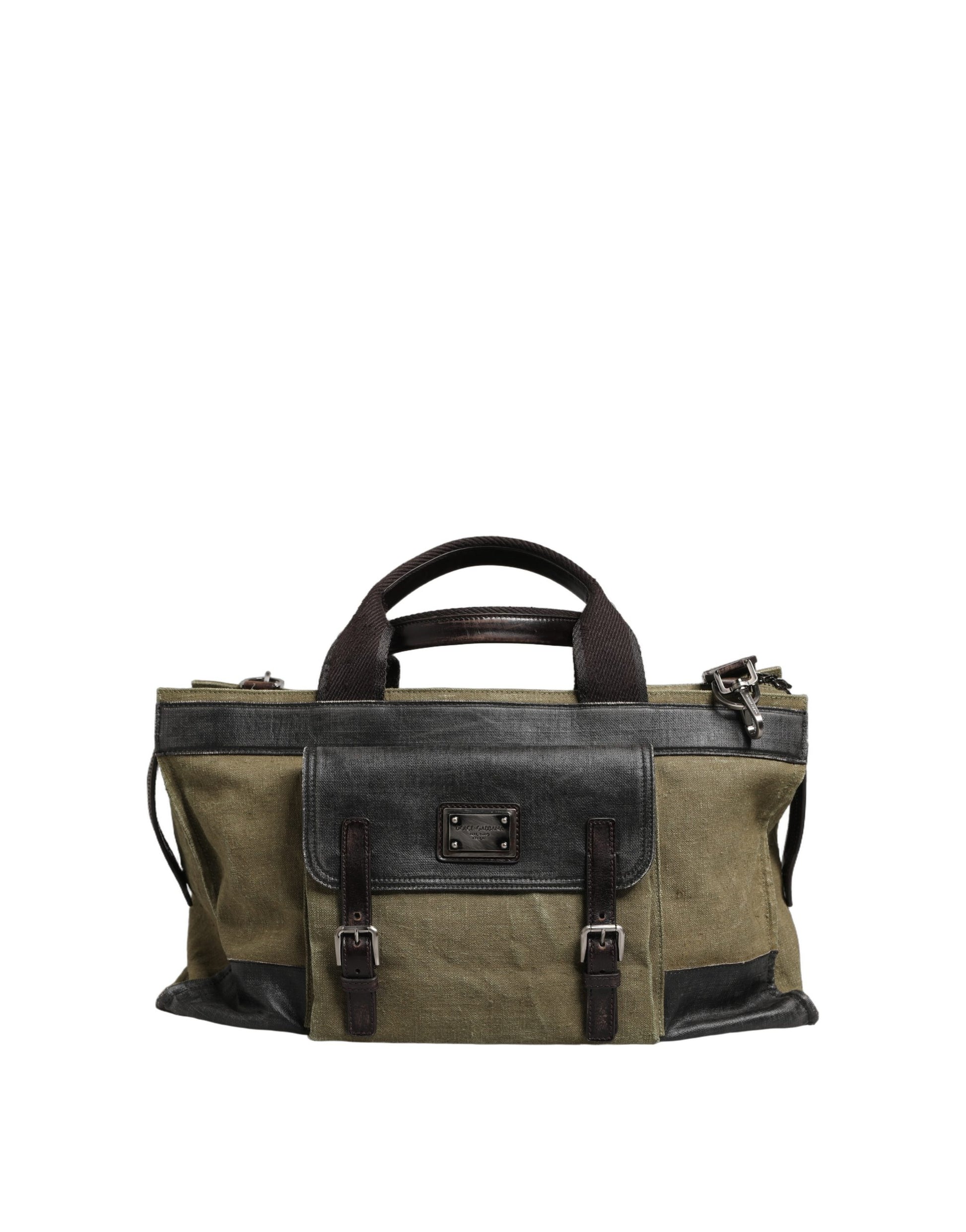 Dolce & Gabbana Sac de sport/épaule bi-matière vert militaire