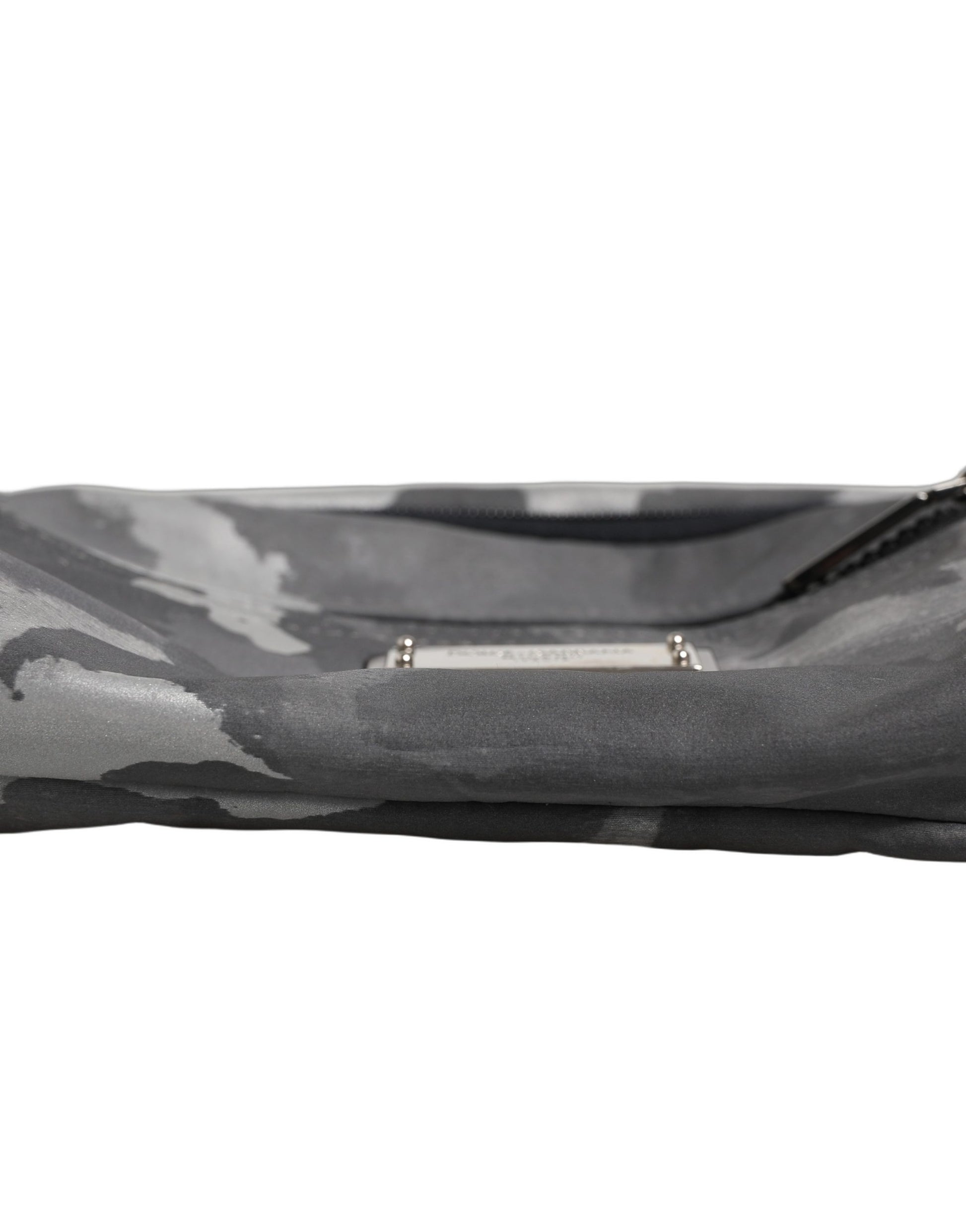 Dolce & Gabbana Black Nylon Brass Plate Camouflage Waist Fanny Pack Bag