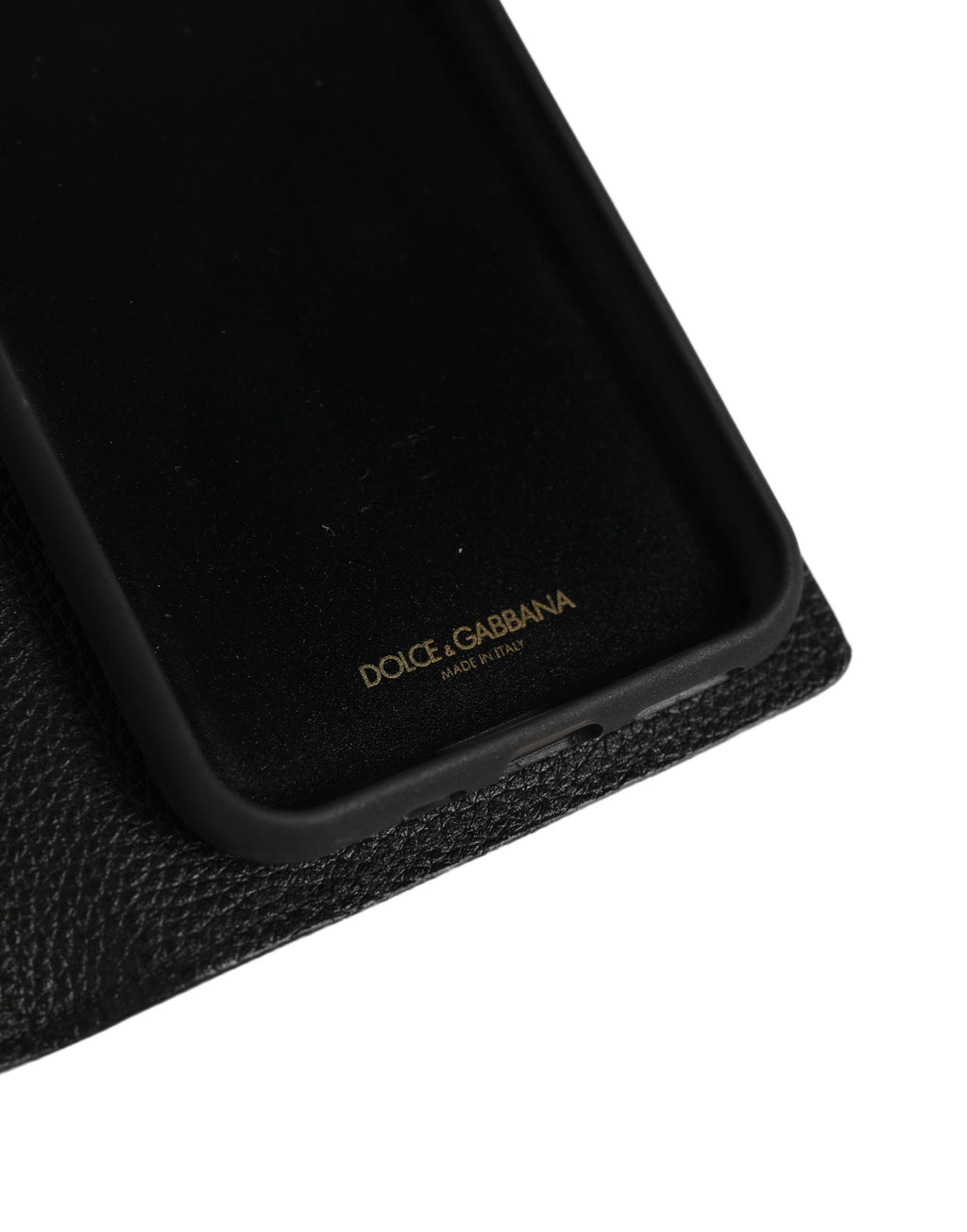 Coque à rabat Dolce & Gabbana en cuir de veau noir pour iPhone 11 Pro