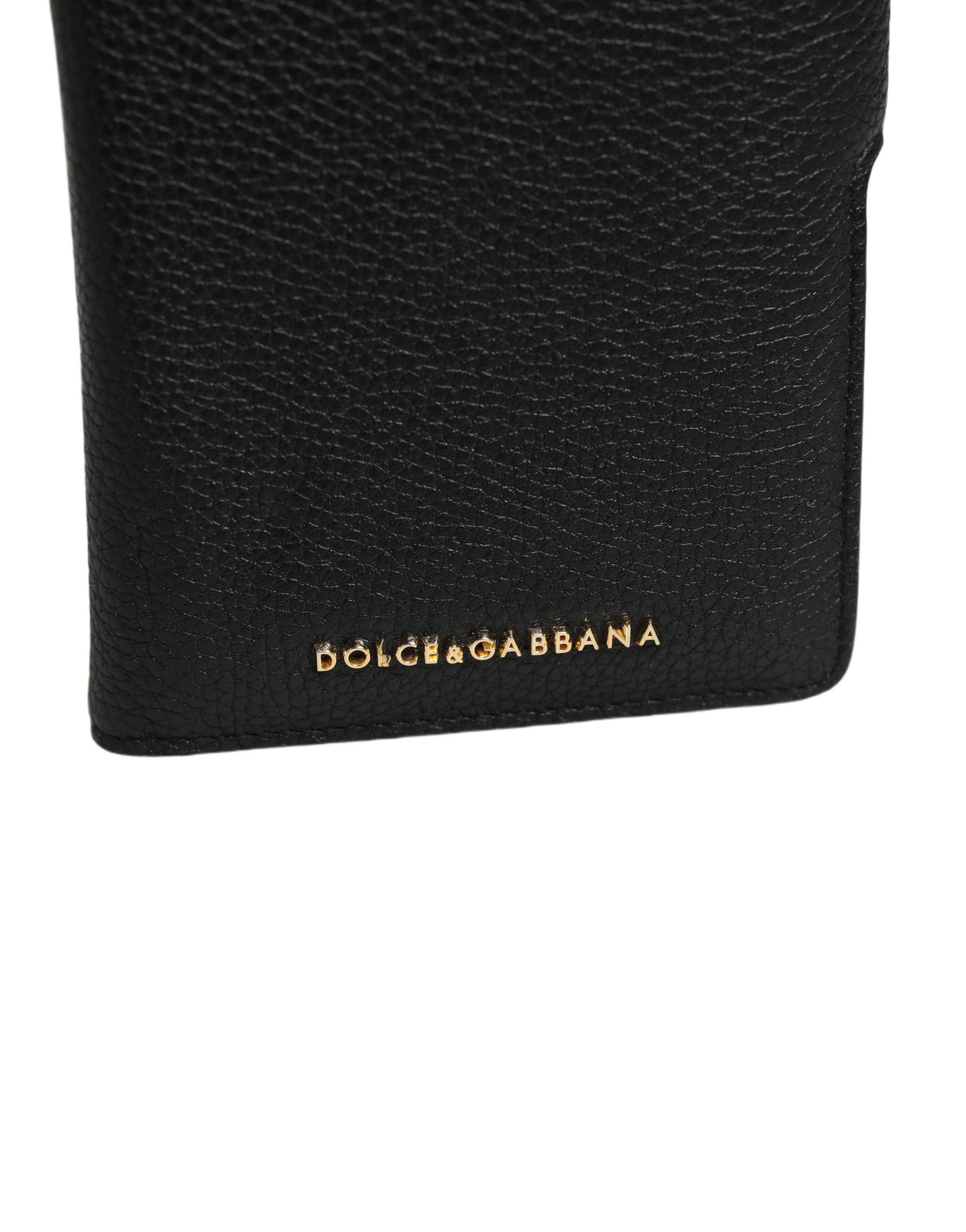 Coque à rabat Dolce & Gabbana en cuir de veau noir pour iPhone 11 Pro